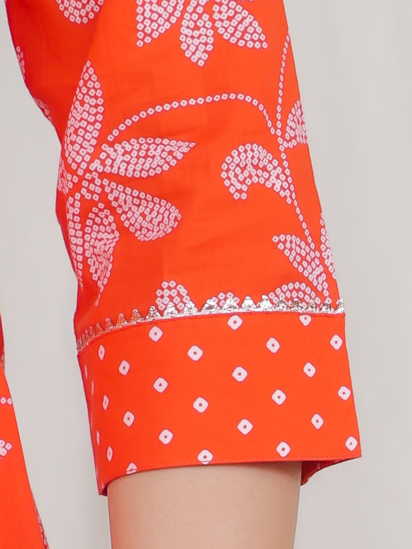 Soft Cotton Bandhani Flared Orange Kurta