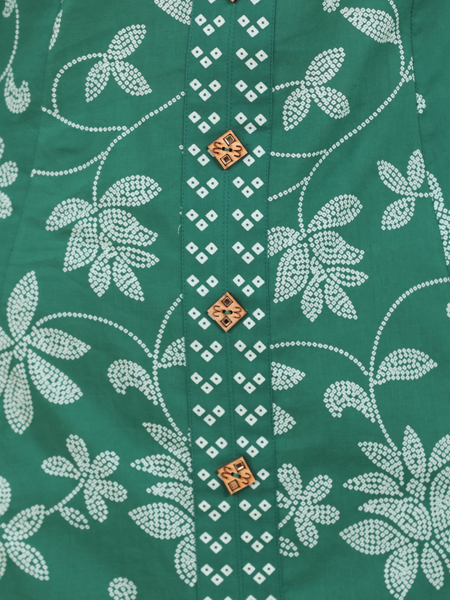 Soft Cotton Floral High Low Green Kurta