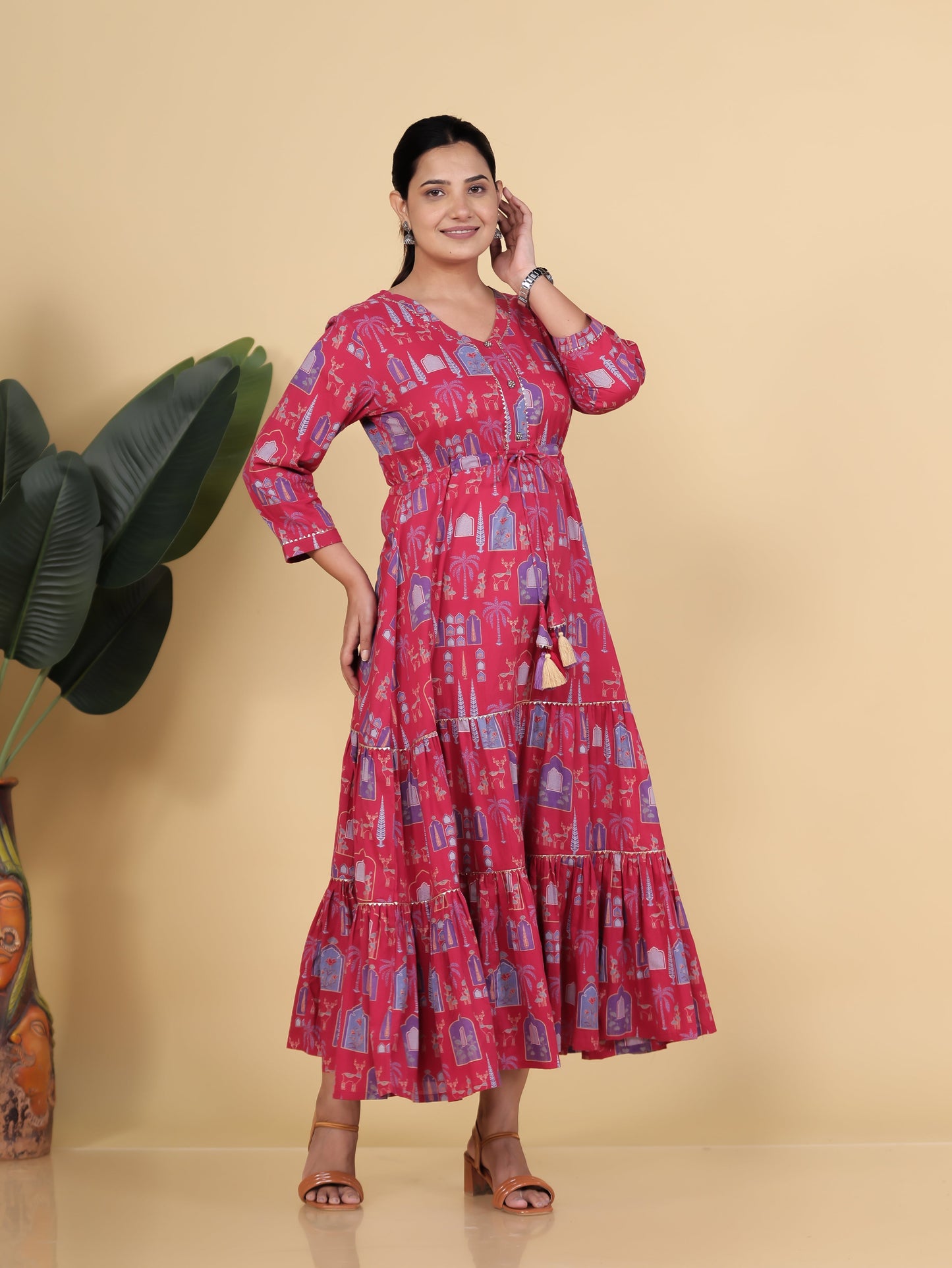 Soft Cotton Floral Straight Pink Kurta
