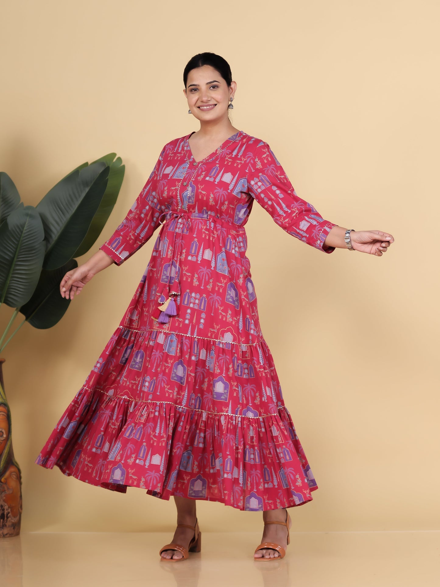Soft Cotton Floral Straight Pink Kurta
