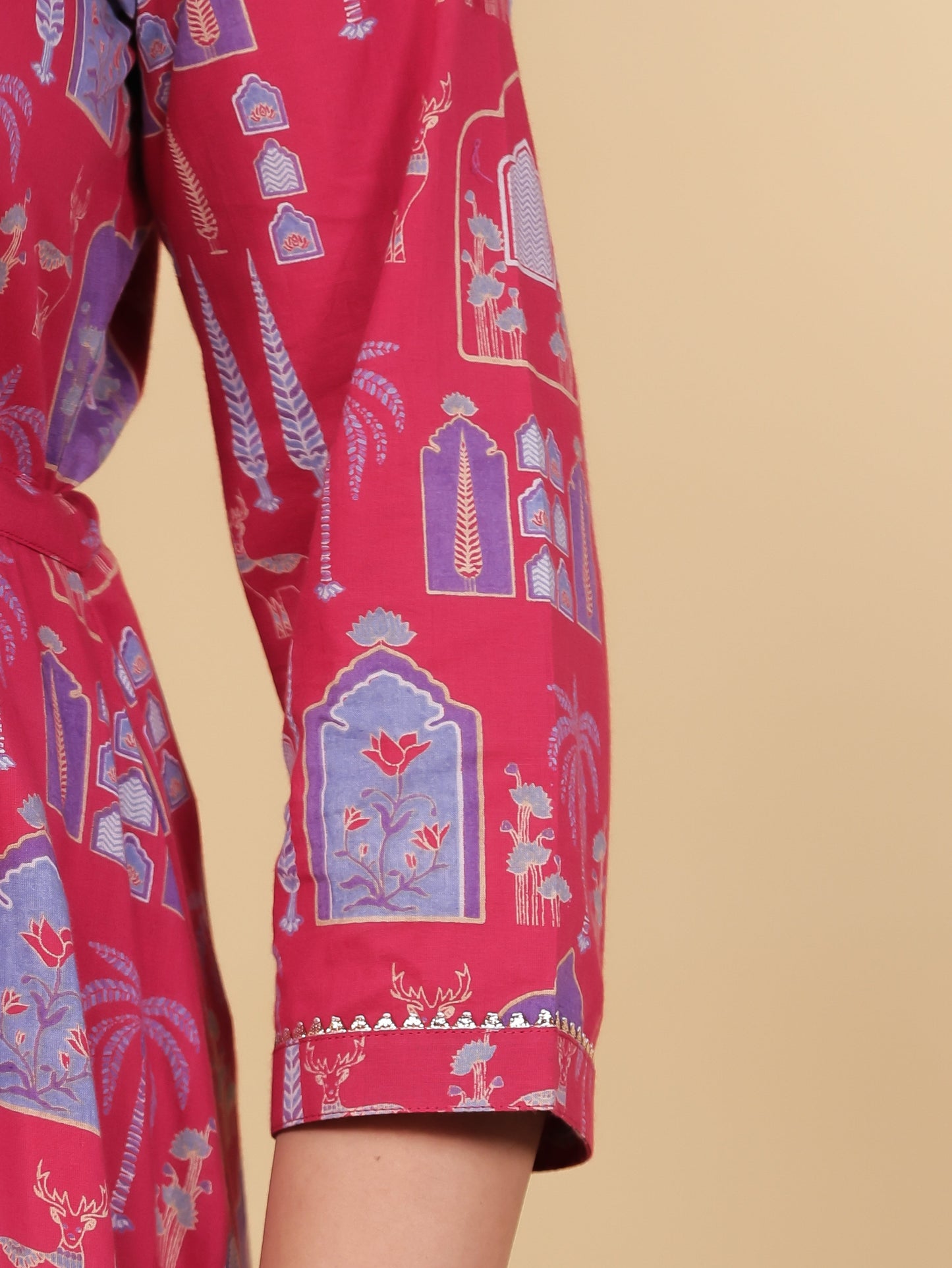Soft Cotton Floral Straight Pink Kurta