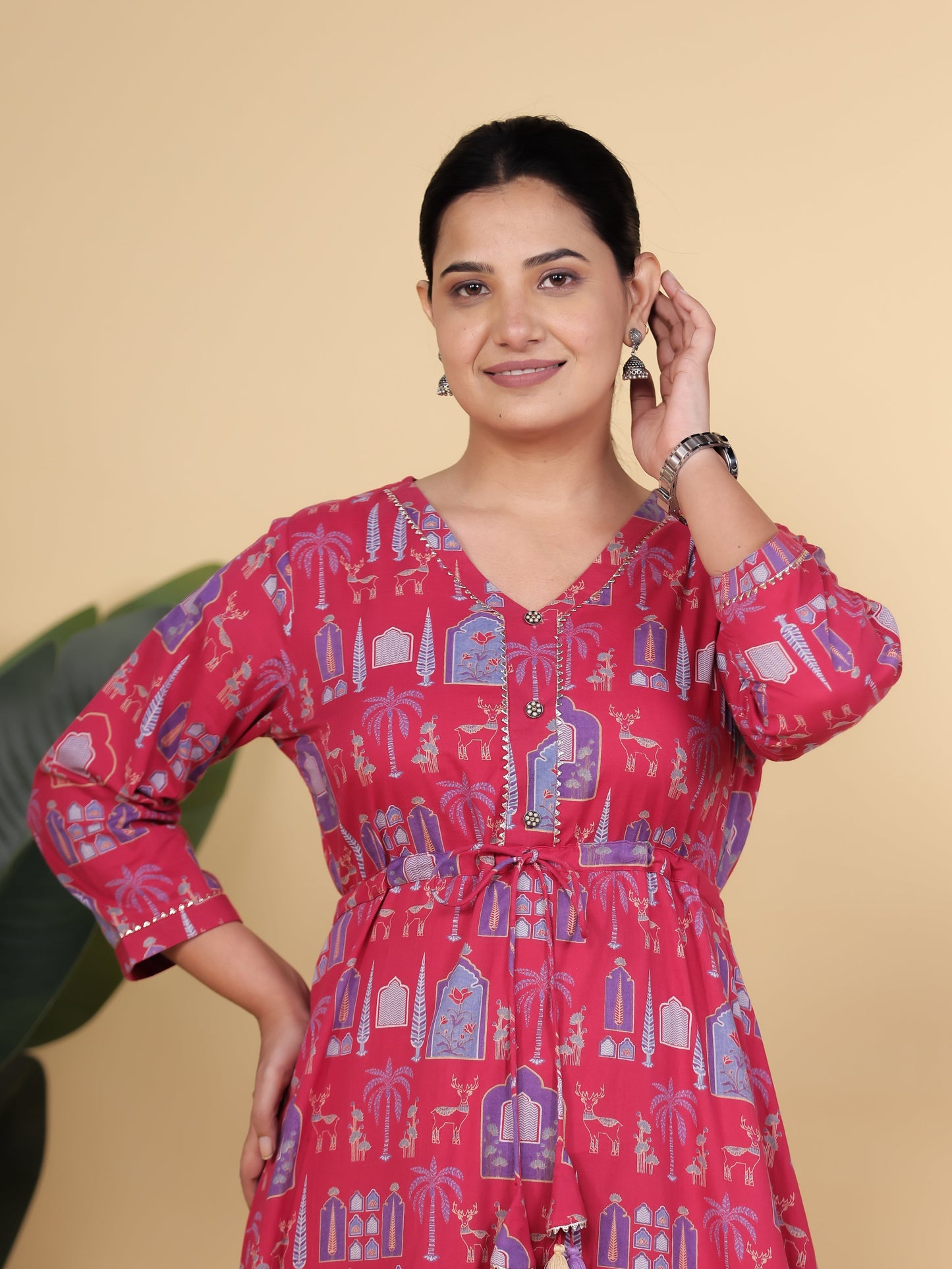 Soft Cotton Floral Straight Pink Kurta