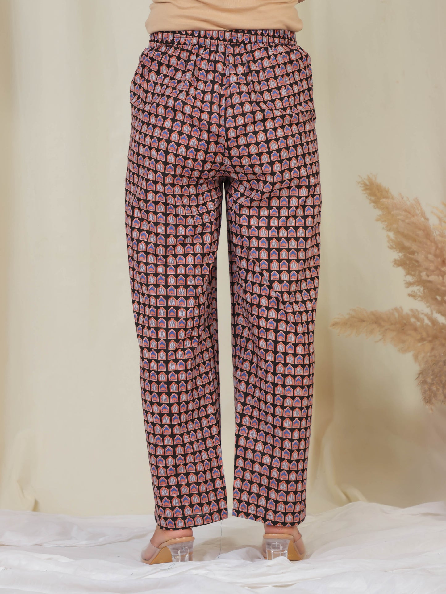 Soft Cotton Ajrakh Black Straight Straight Trousers