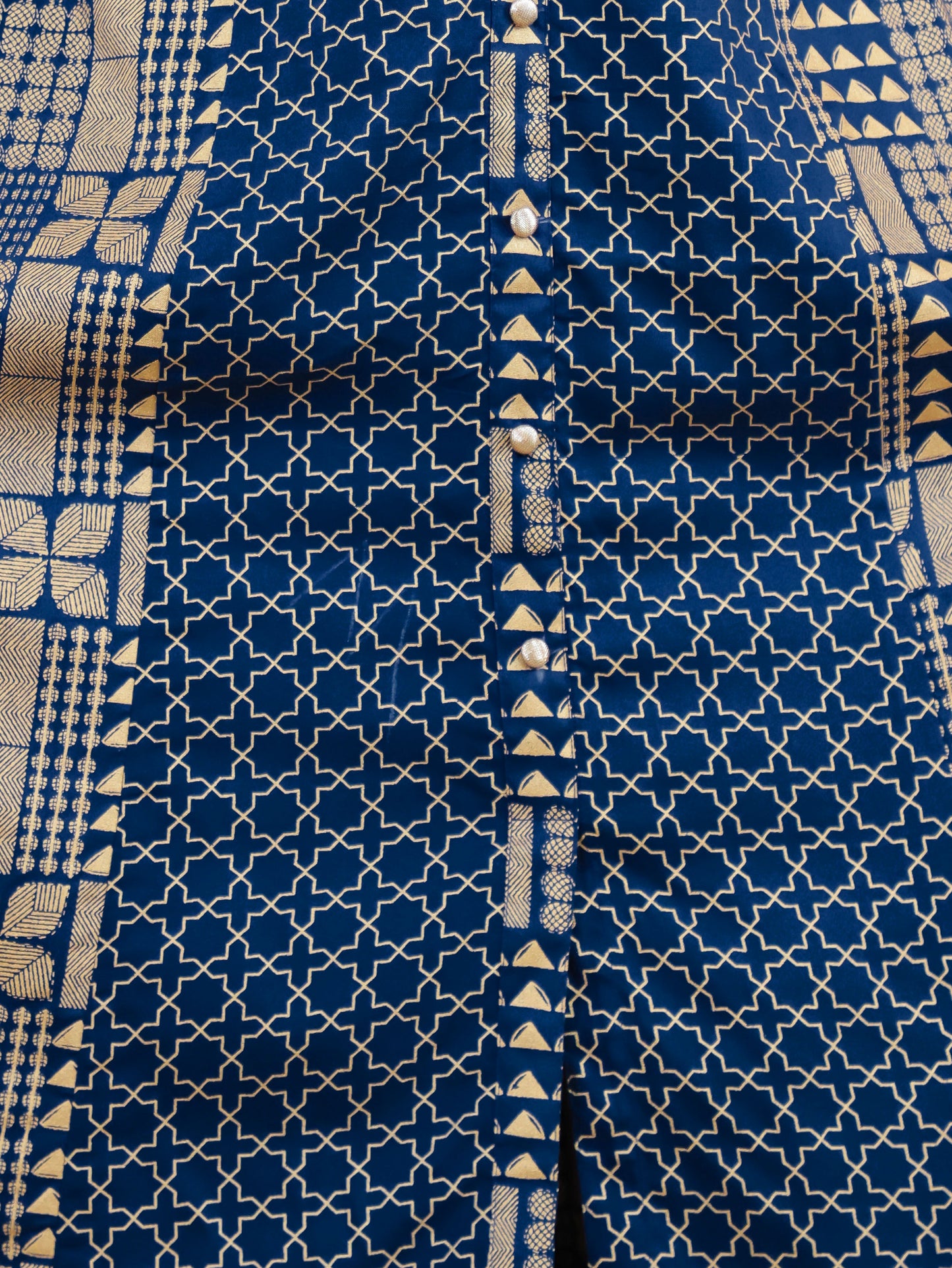 Viscose Gold Foil A-line Royal Blue Kurta