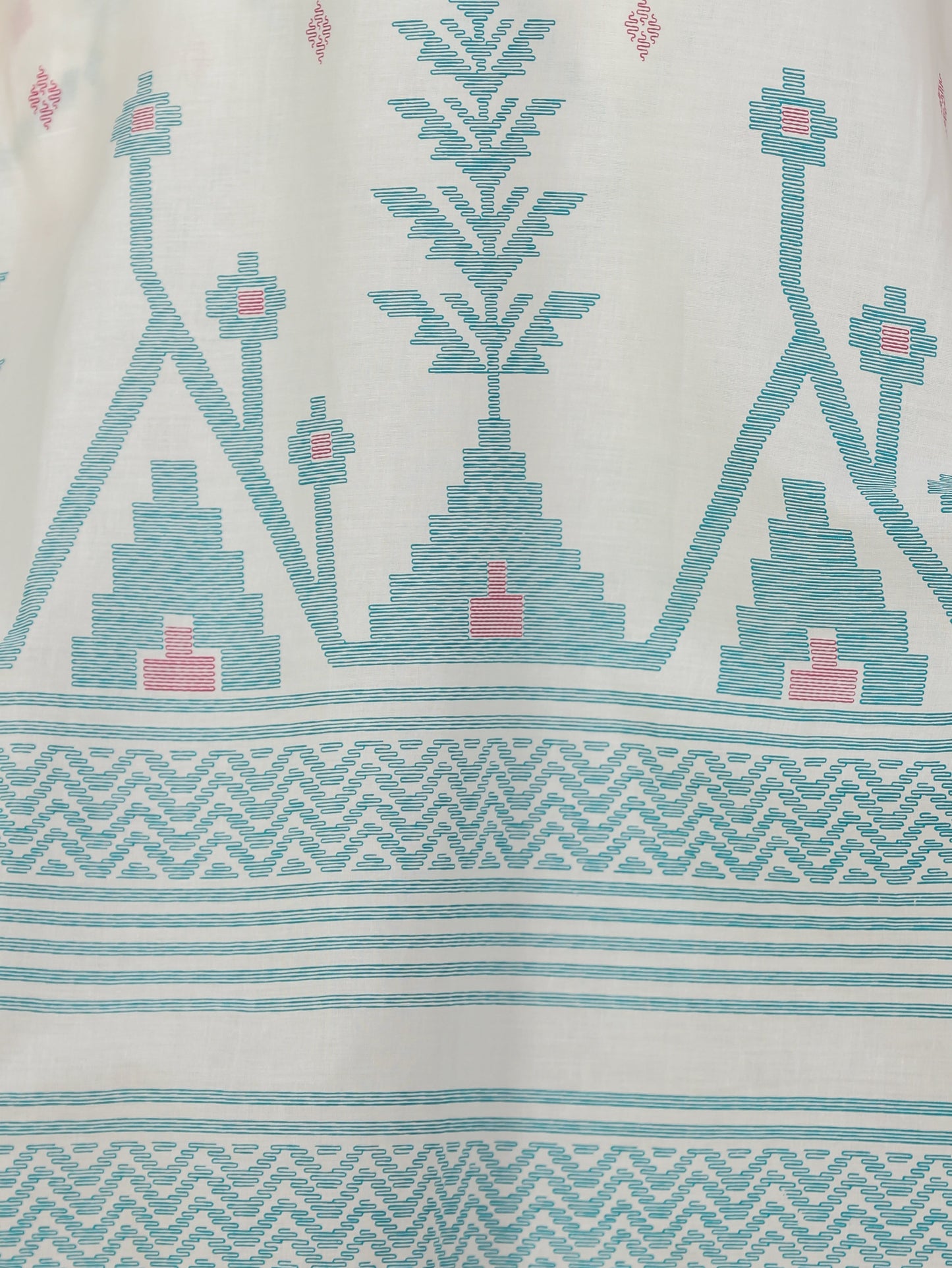 Soft Cotton Geometric Straight Off White Kurta