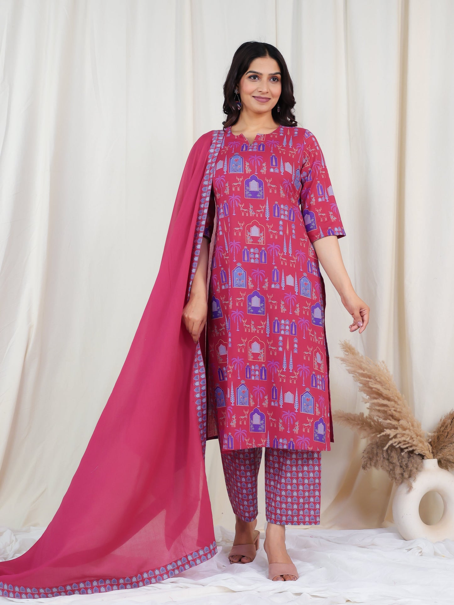 Cotton Voile Solid Pink Dupatta