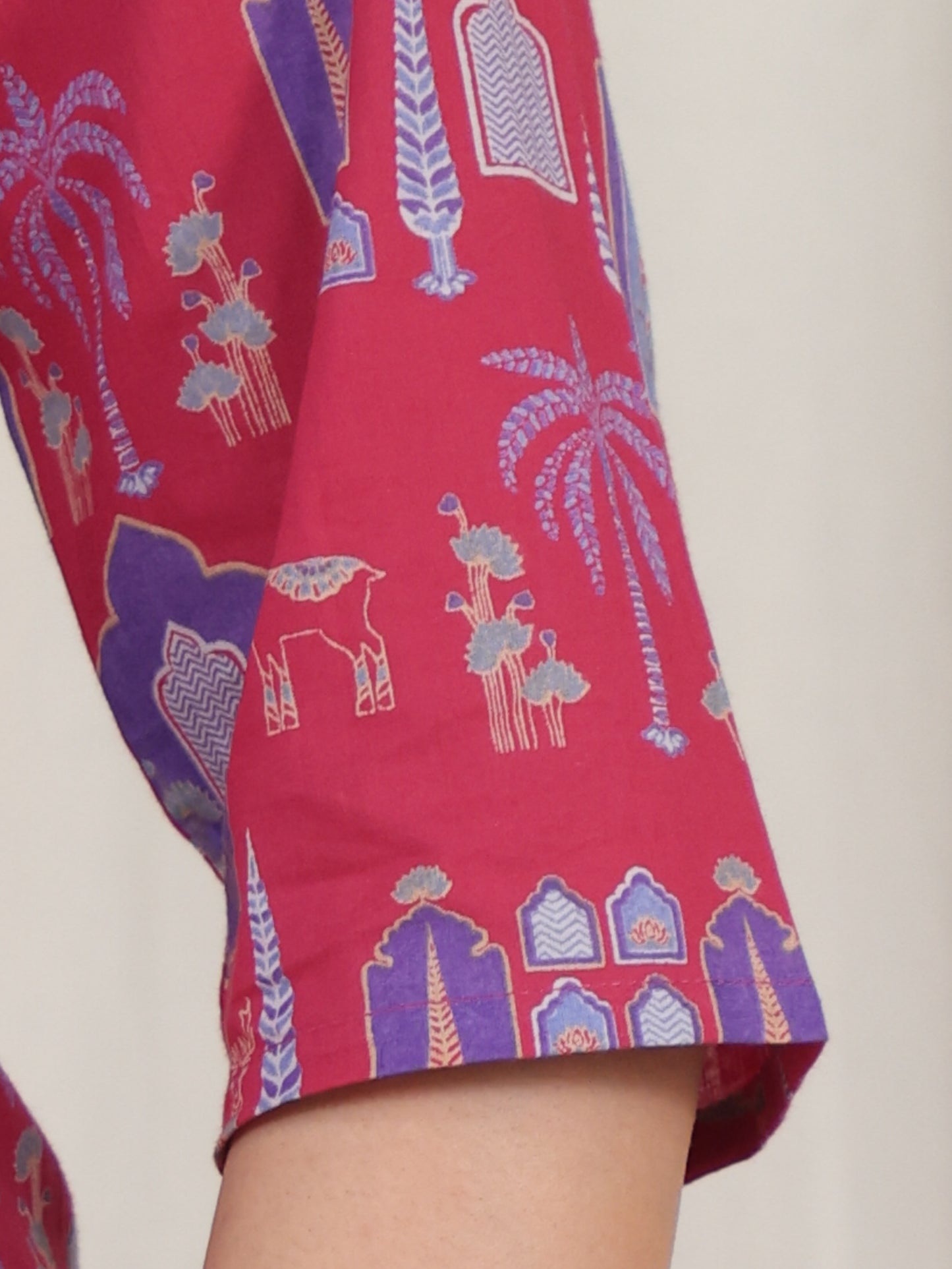 Soft Cotton Ajrakh Straight Pink Kurta