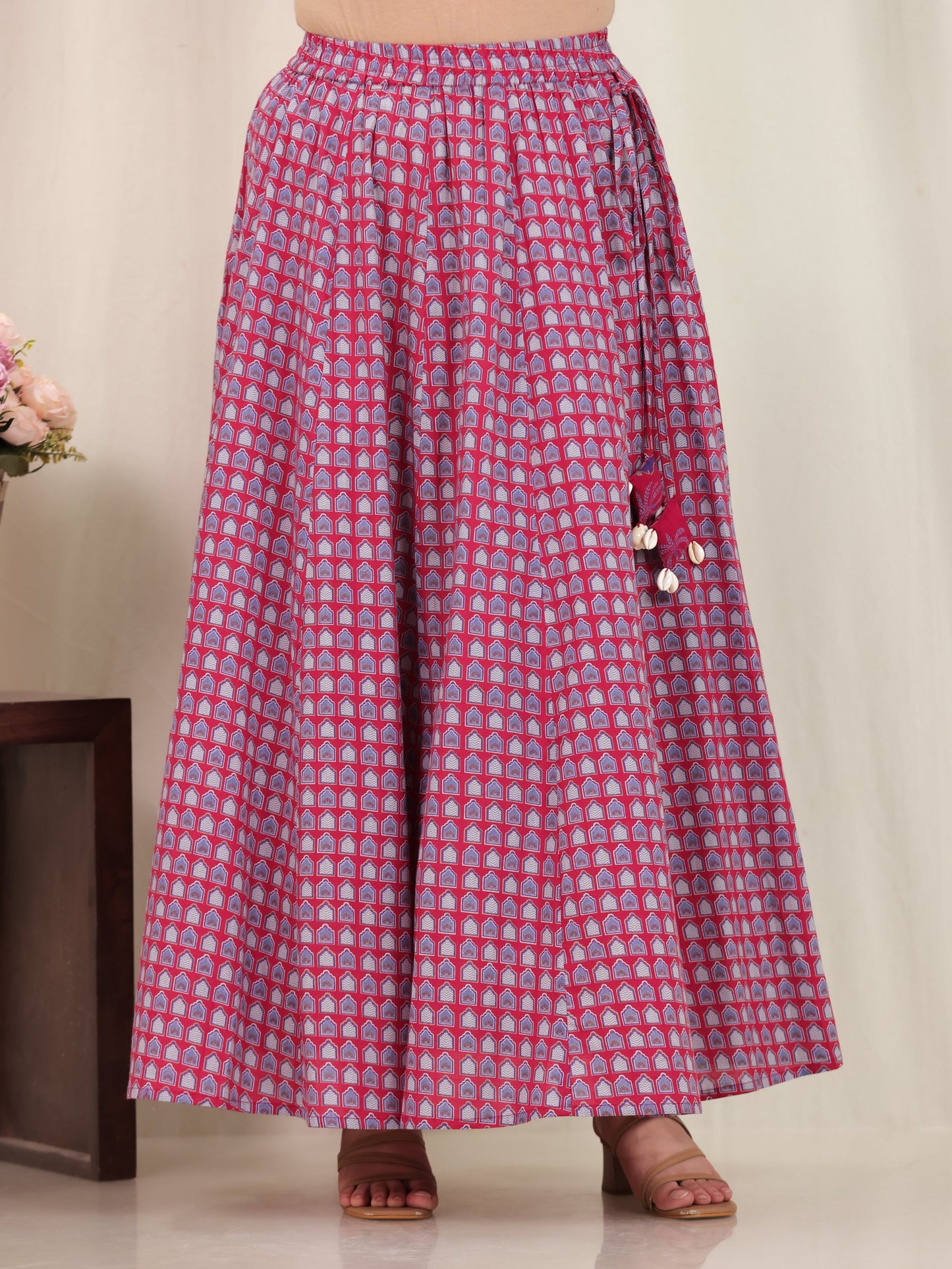 Soft Cotton Mughal Print Pink Skirt