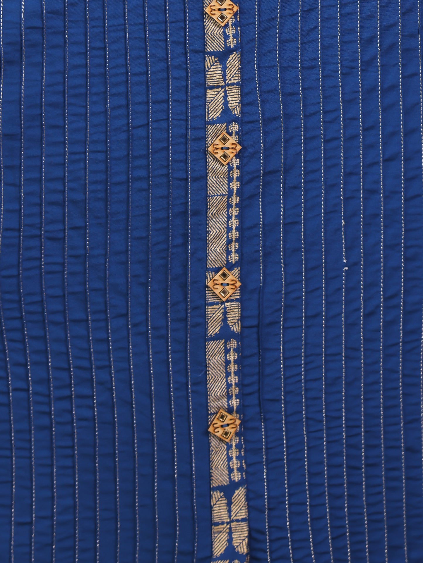 Viscose Gold foil Flared Blue Kurta
