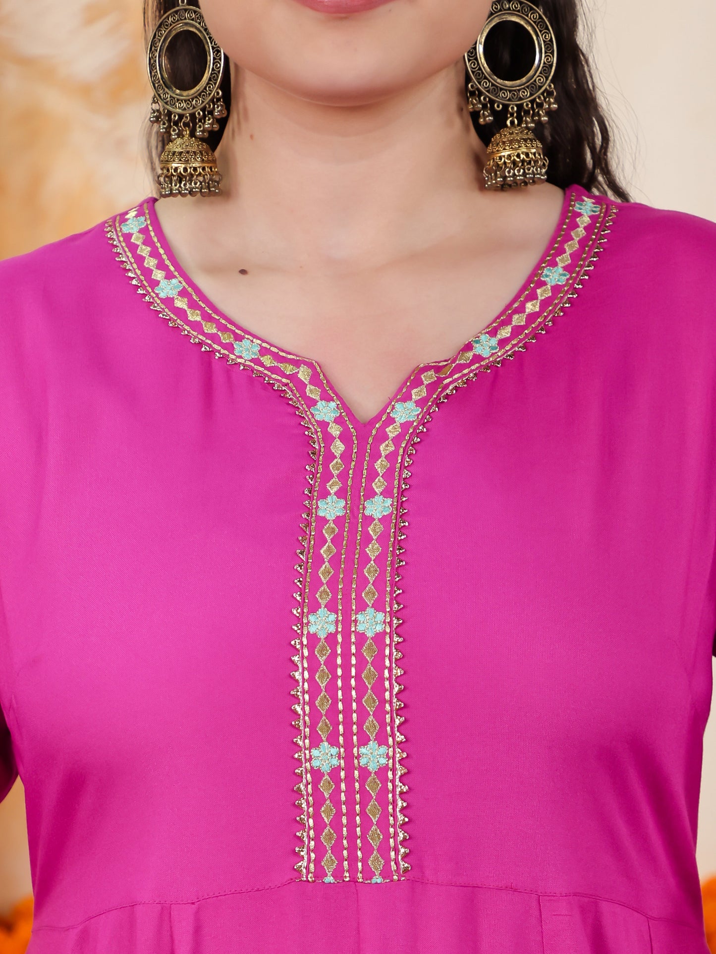 Viscose Solid Anarkali Pink Kurta