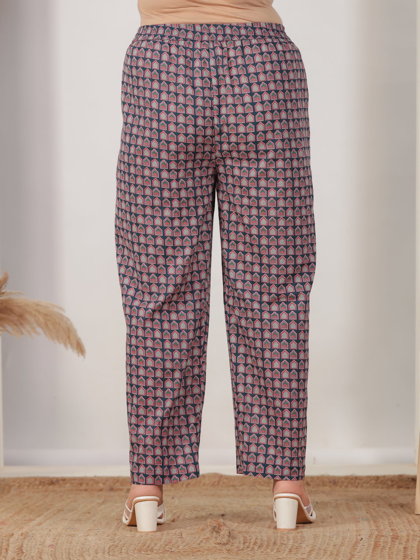 Soft Cotton Ajrakh Blue Straight Trousers