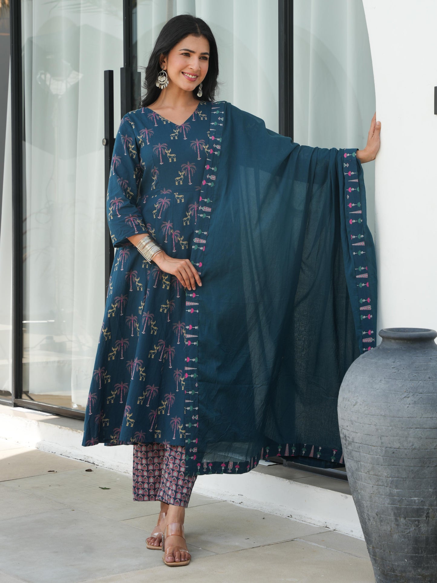 Cotton Voile Solid Blue Dupatta