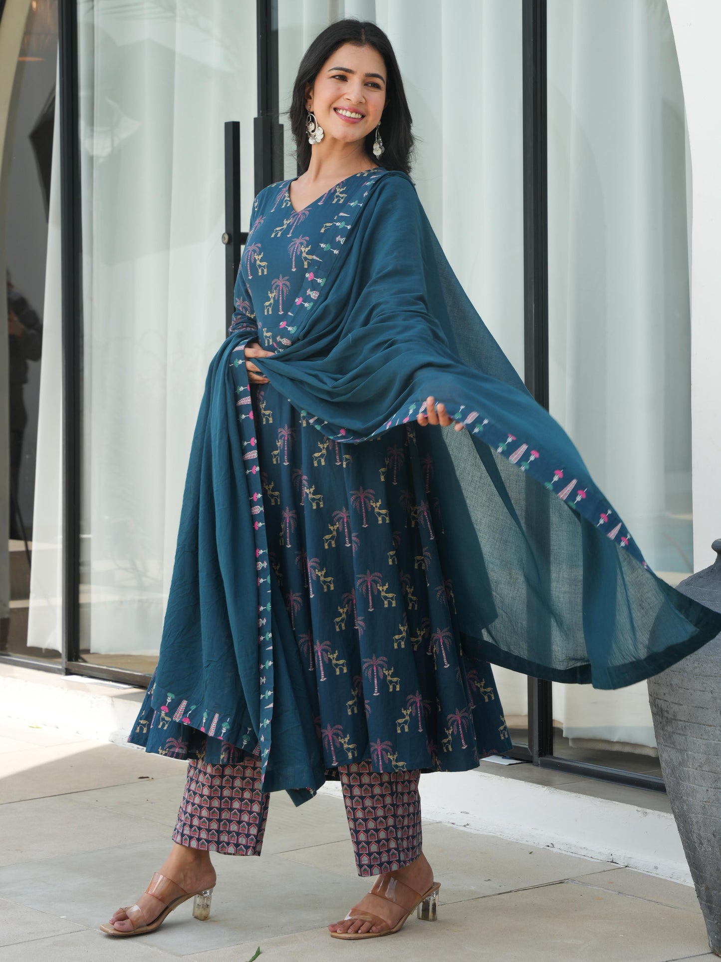 Cotton Voile Solid Blue Dupatta