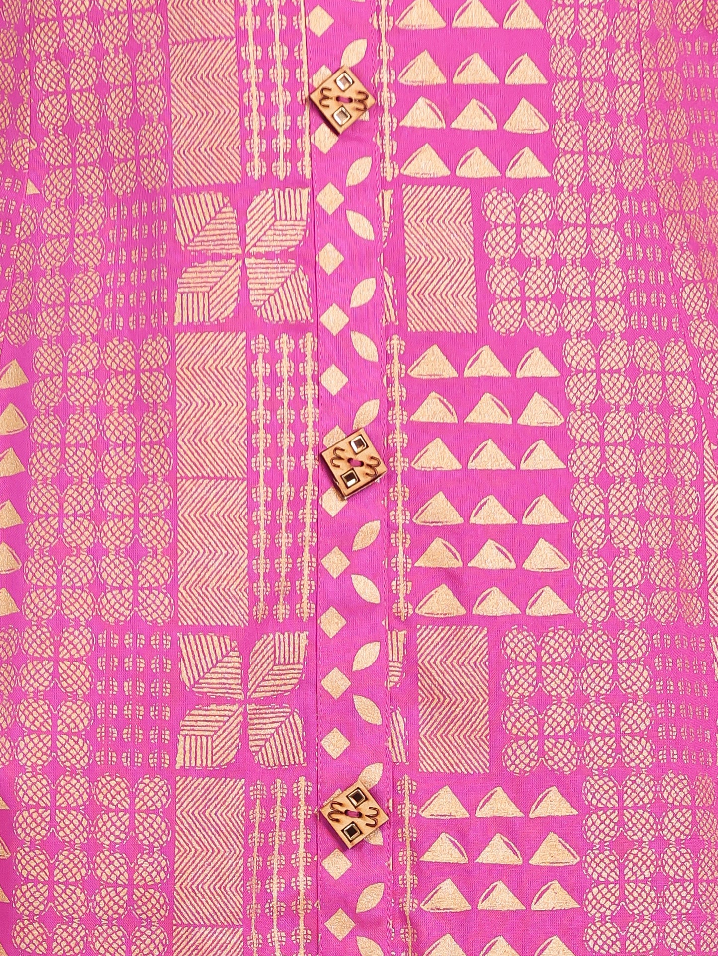 Viscose Gold foil High Low Pink Kurta