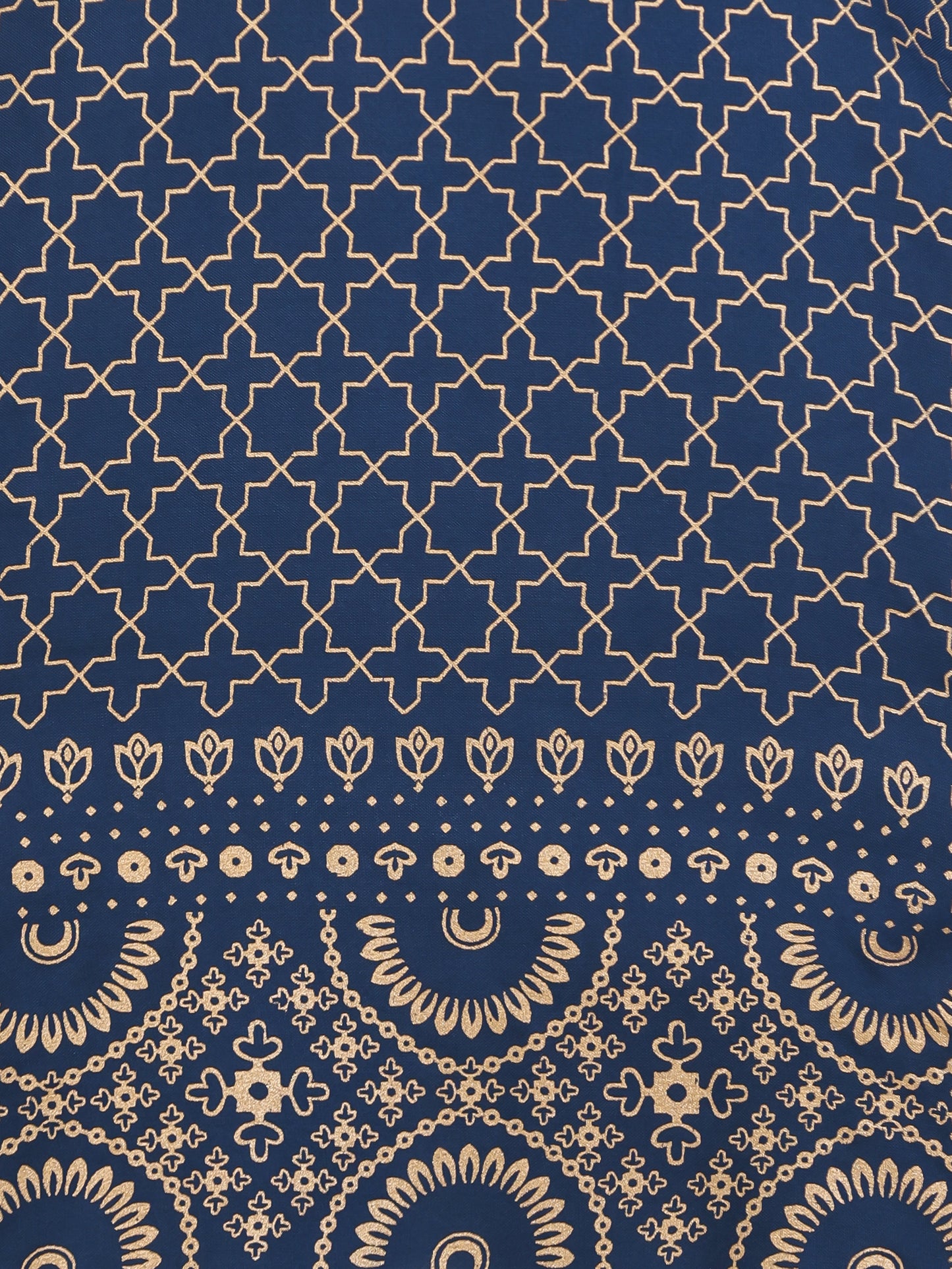 Viscose Gold foil Straight Blue Kurta (With Potli Bag)