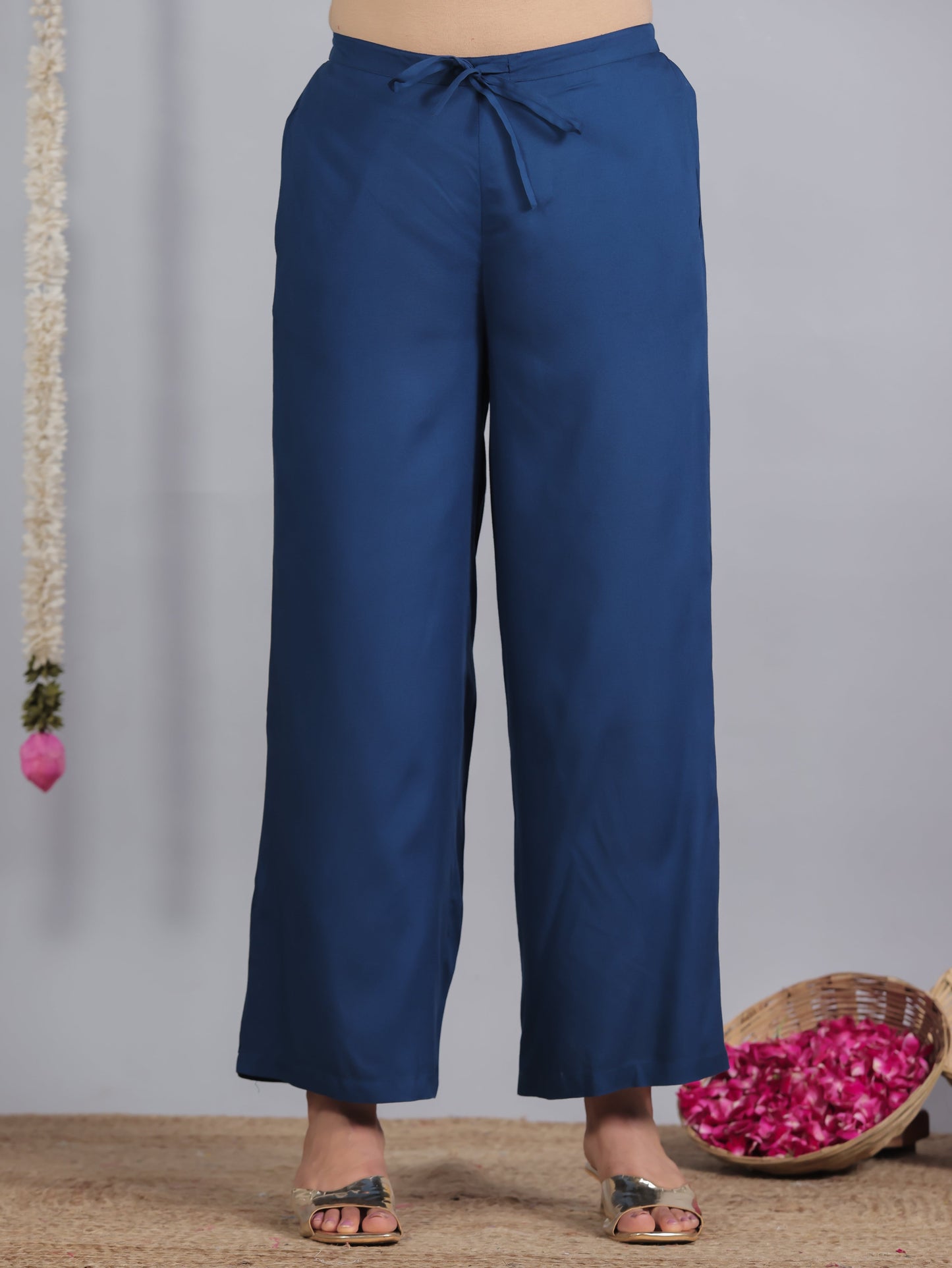Viscose Solid Blue Palazzo