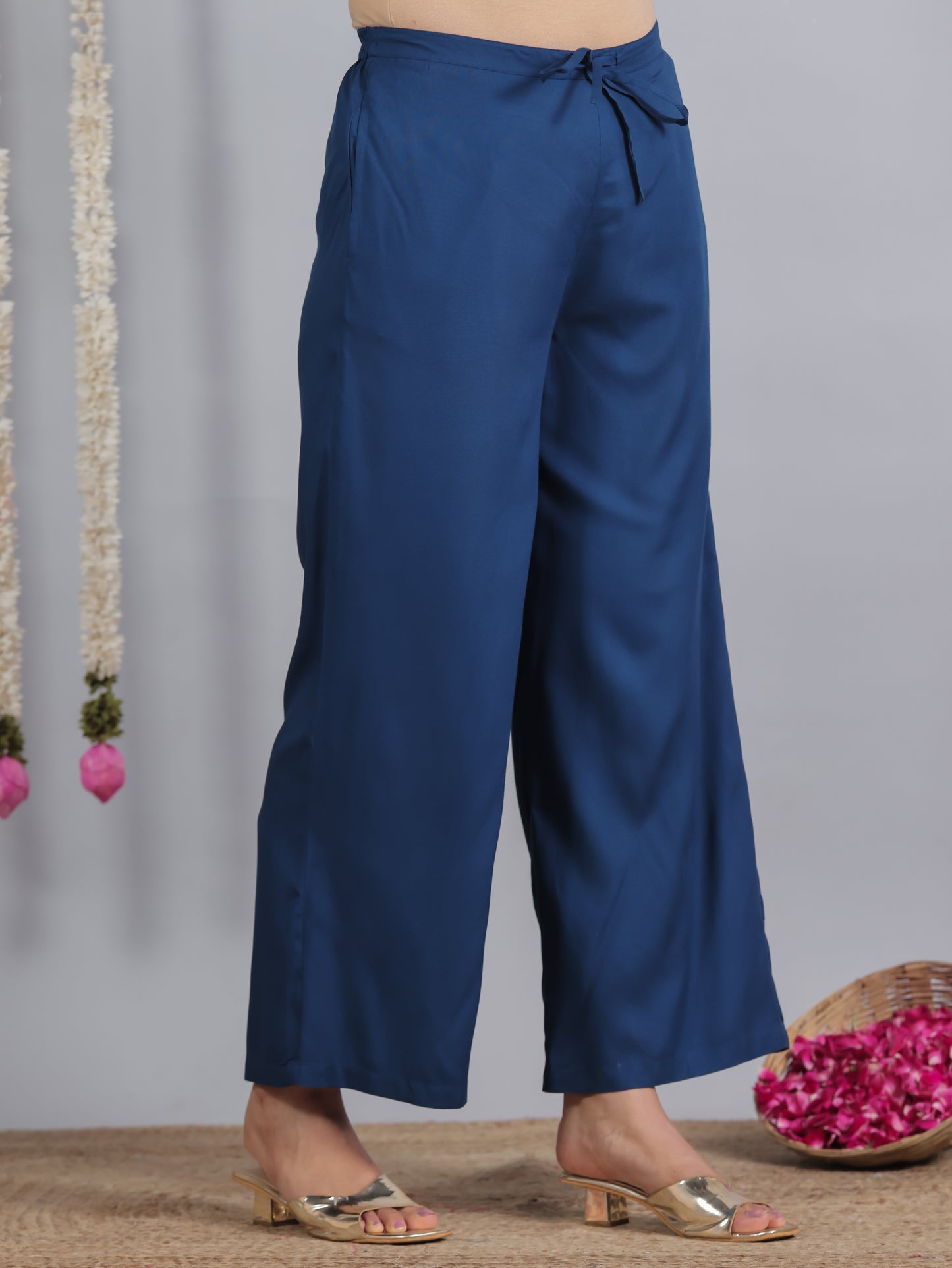 Viscose Solid Blue Palazzo