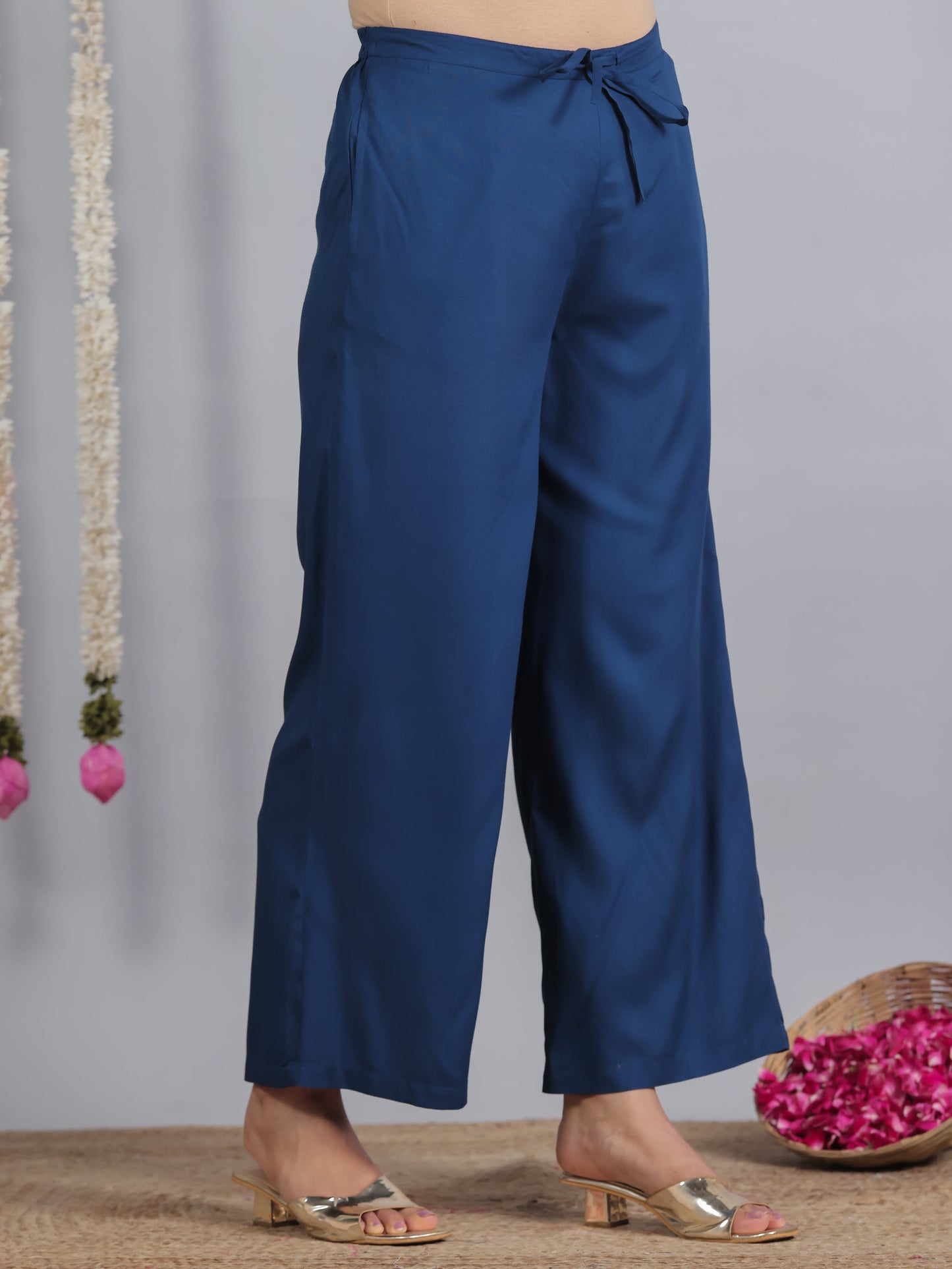 Viscose Solid Blue Palazzo