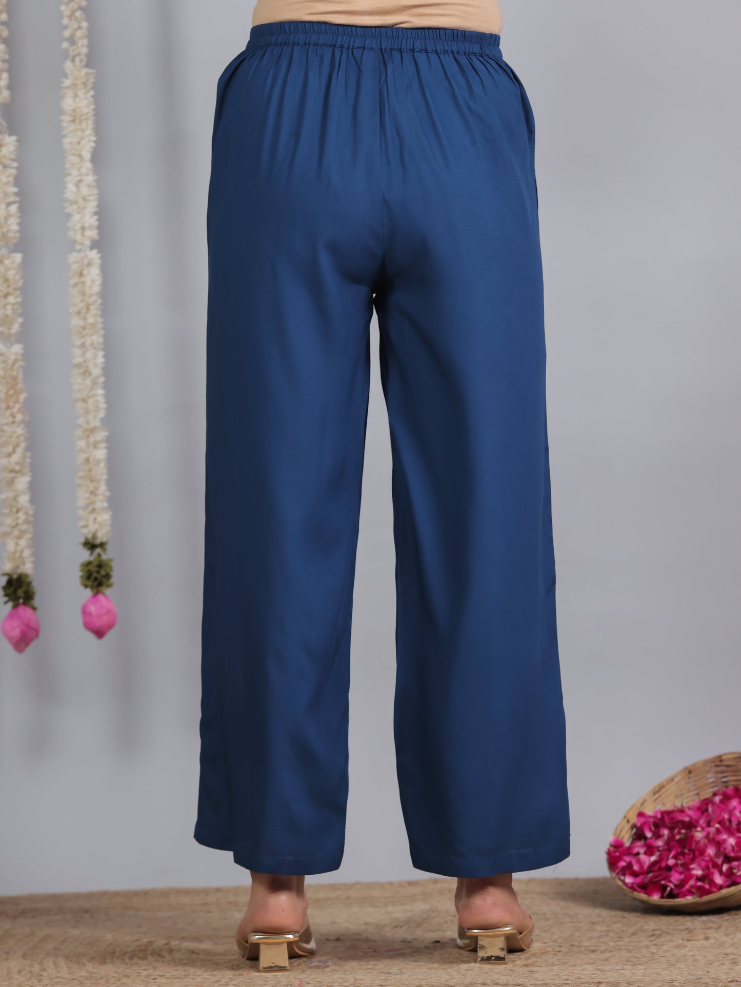 Viscose Solid Blue Palazzo
