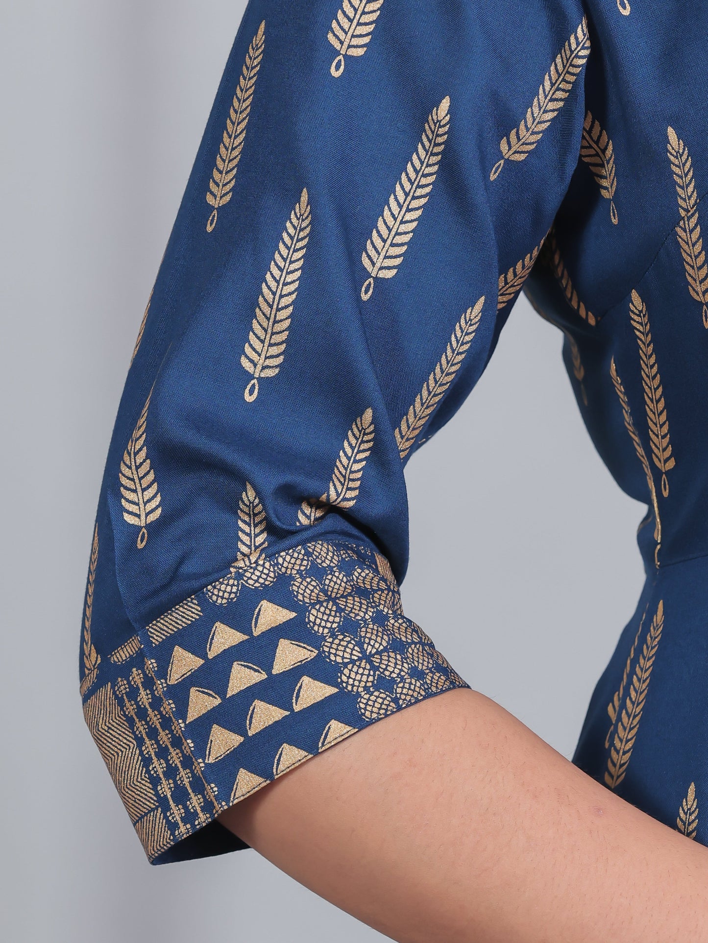 Viscose Gold foil Anarkali Blue Kurta