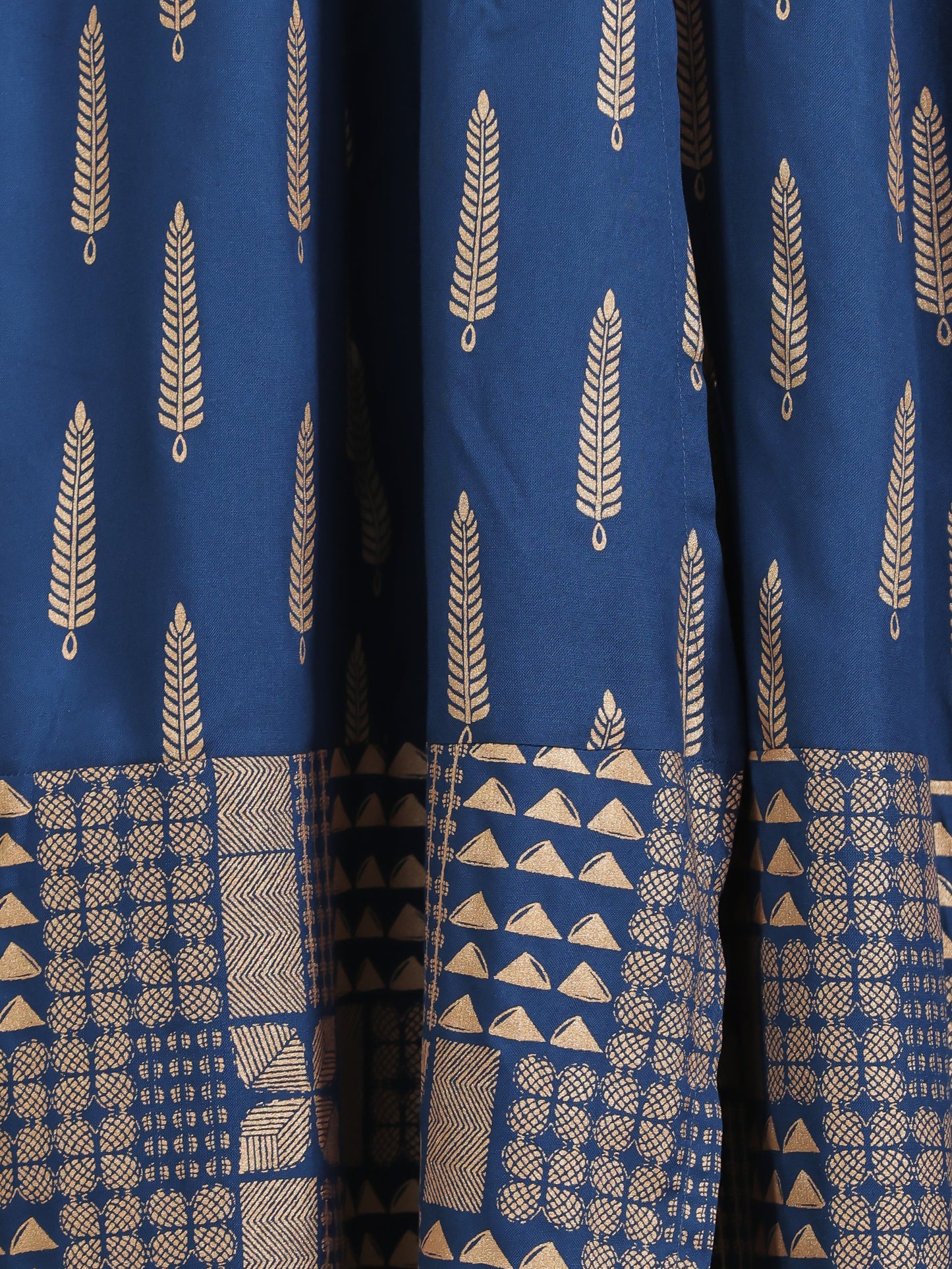 Viscose Gold foil Anarkali Blue Kurta