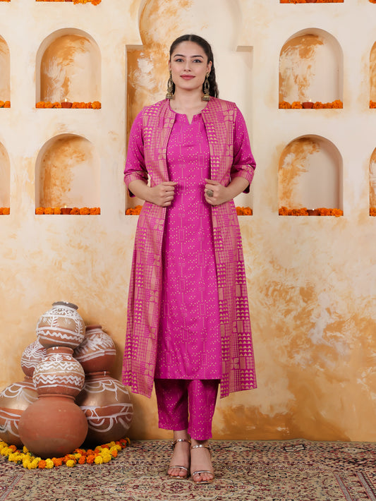 Viscose Gold foil Pink Jacket