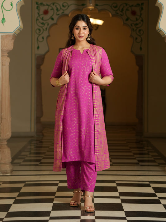 Viscose Gold foil Pink Jacket