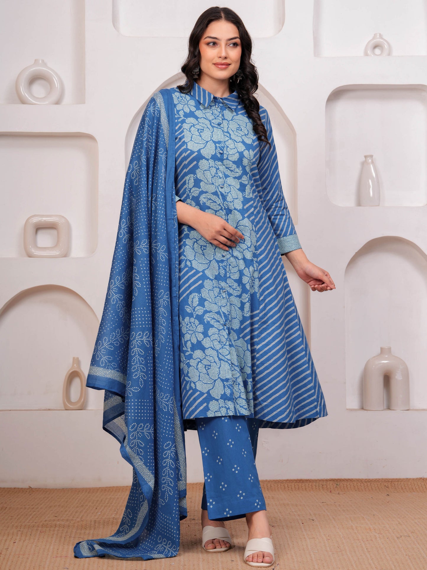 Cotton Voile Bandhani Blue Dupatta