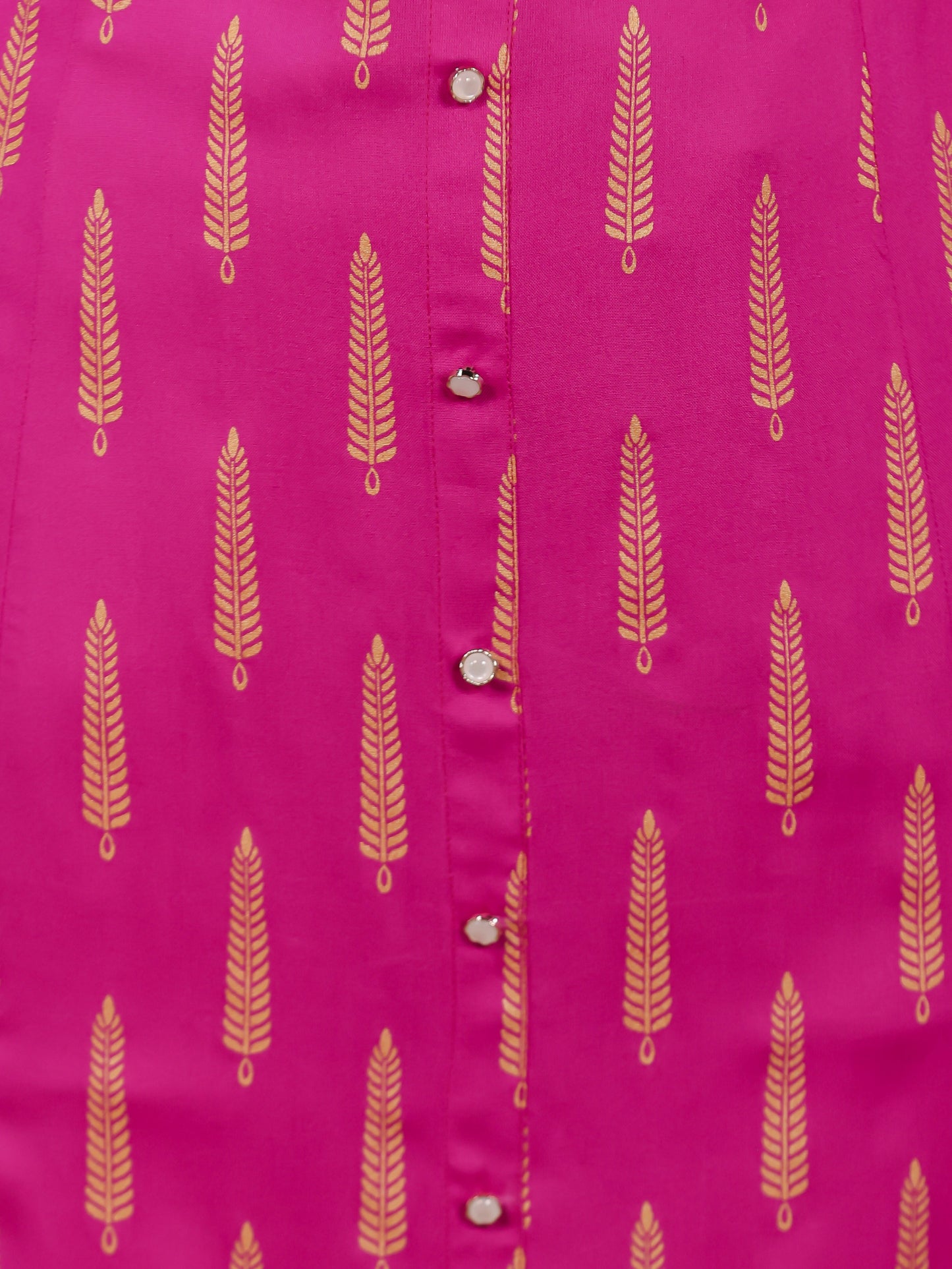 Viscose Gold foil A-line Pink Kurta