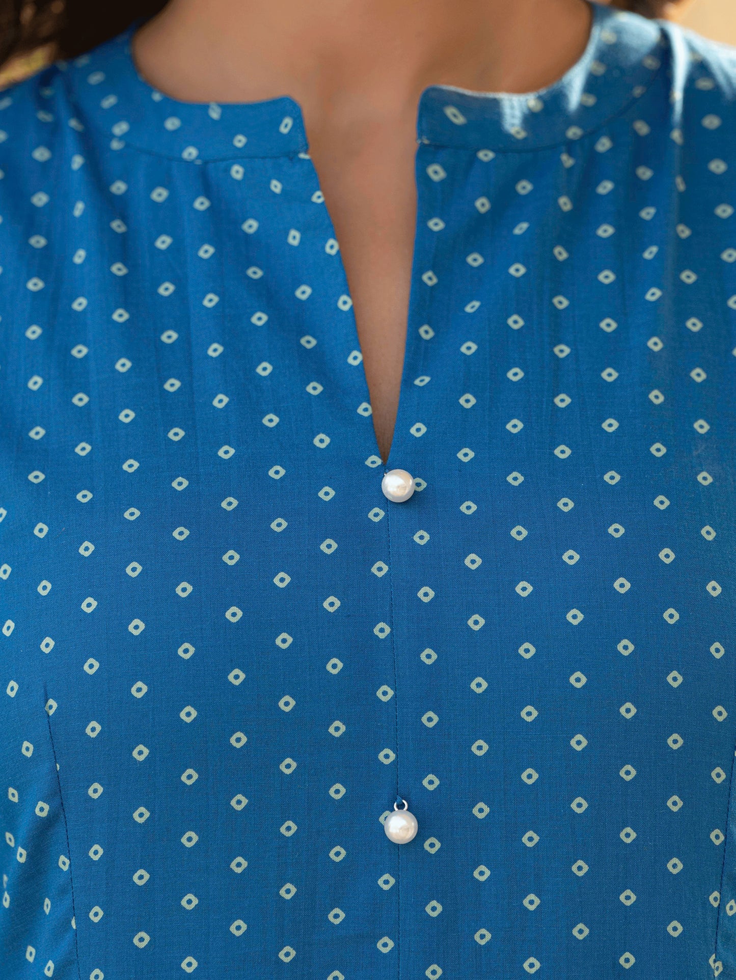 Soft Cotton Bandhani High Low Blue Dress
