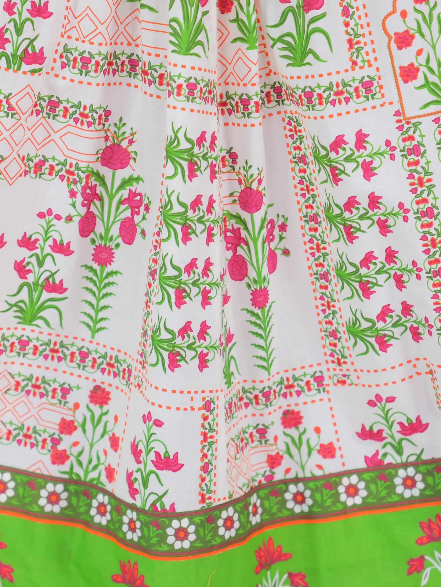 Soft Cotton Floral Anarkali Off White Dress