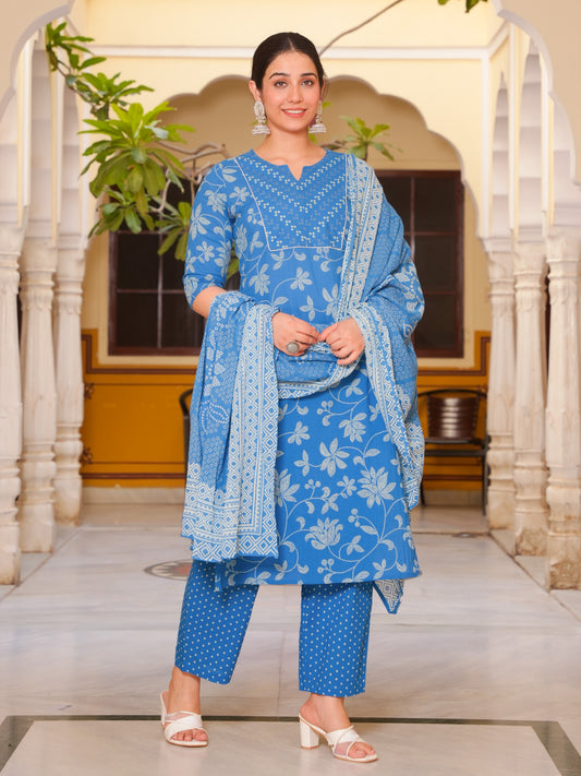 Cotton Voile Bandhani Blue Dupatta