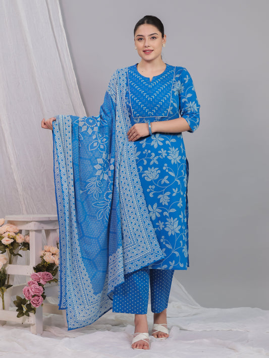 Cotton Voile Bandhani Blue Dupatta