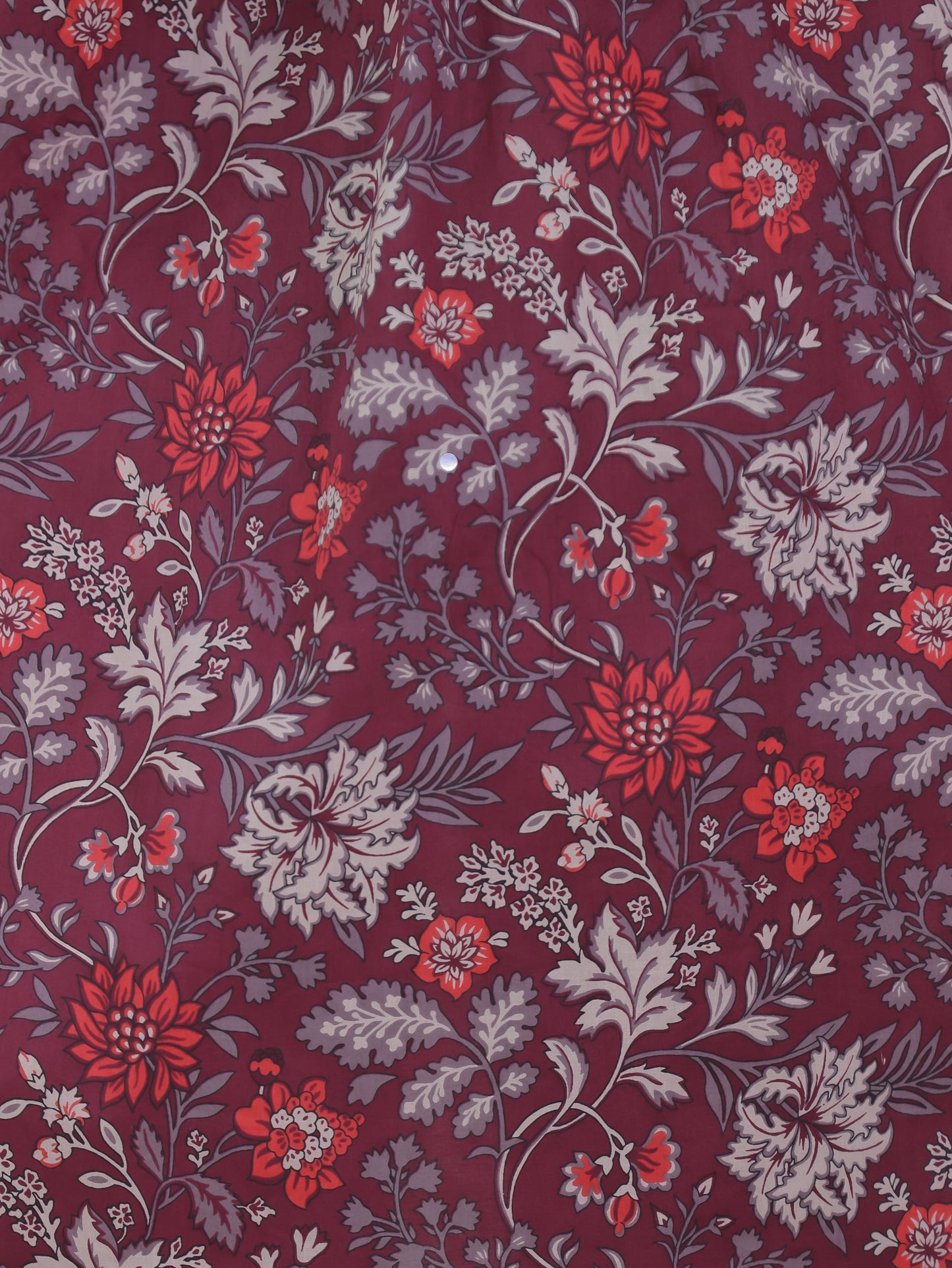 Embroidered Soft Cotton Floral Flared Wine Kurta
