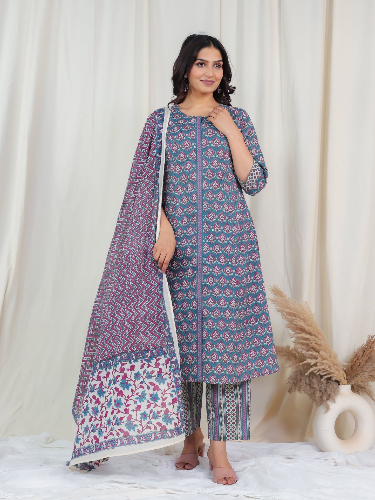 Cotton Voile Striped Blue Dupatta
