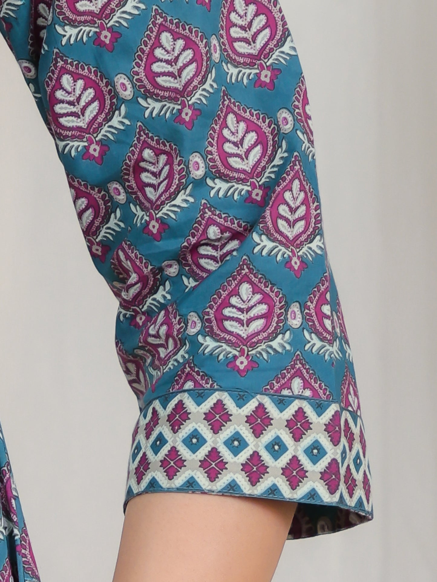 Soft Cotton Butti A-line Blue Kurta