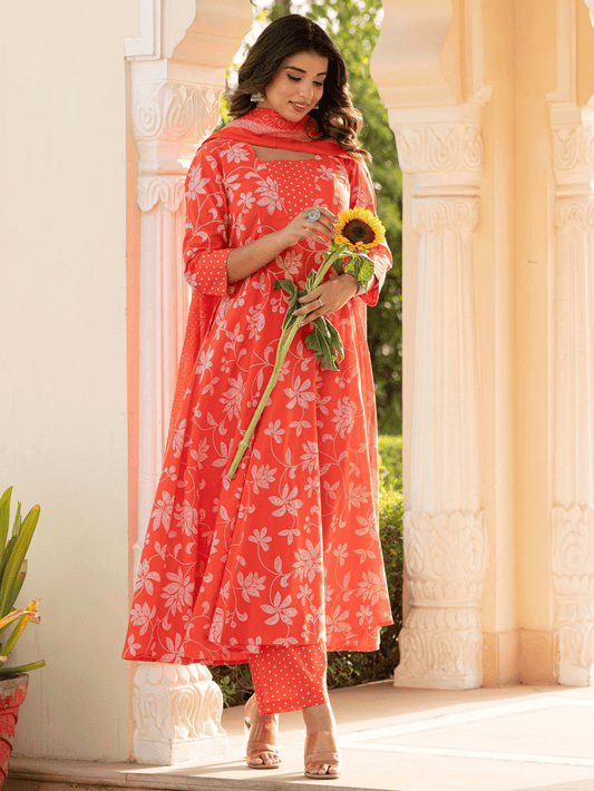 Cotton Voile Bandhani Orange Dupatta