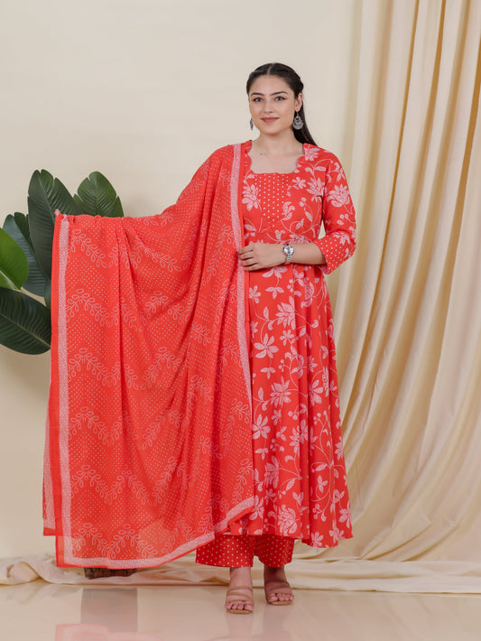 Cotton Voile Bandhani Orange Dupatta