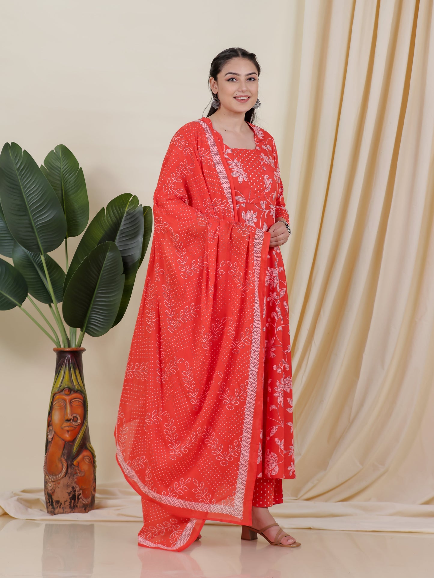 Cotton Voile Bandhani Orange Dupatta
