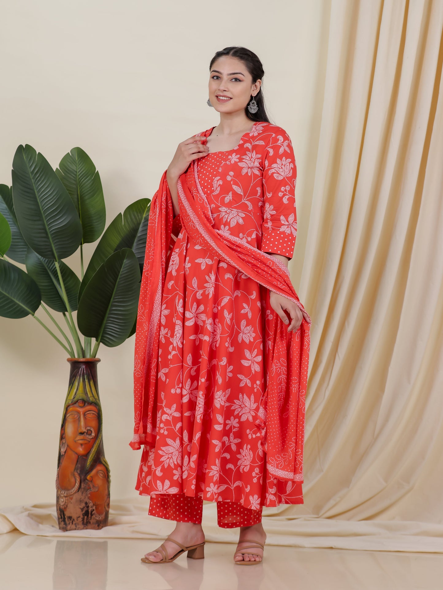 Cotton Voile Bandhani Orange Dupatta