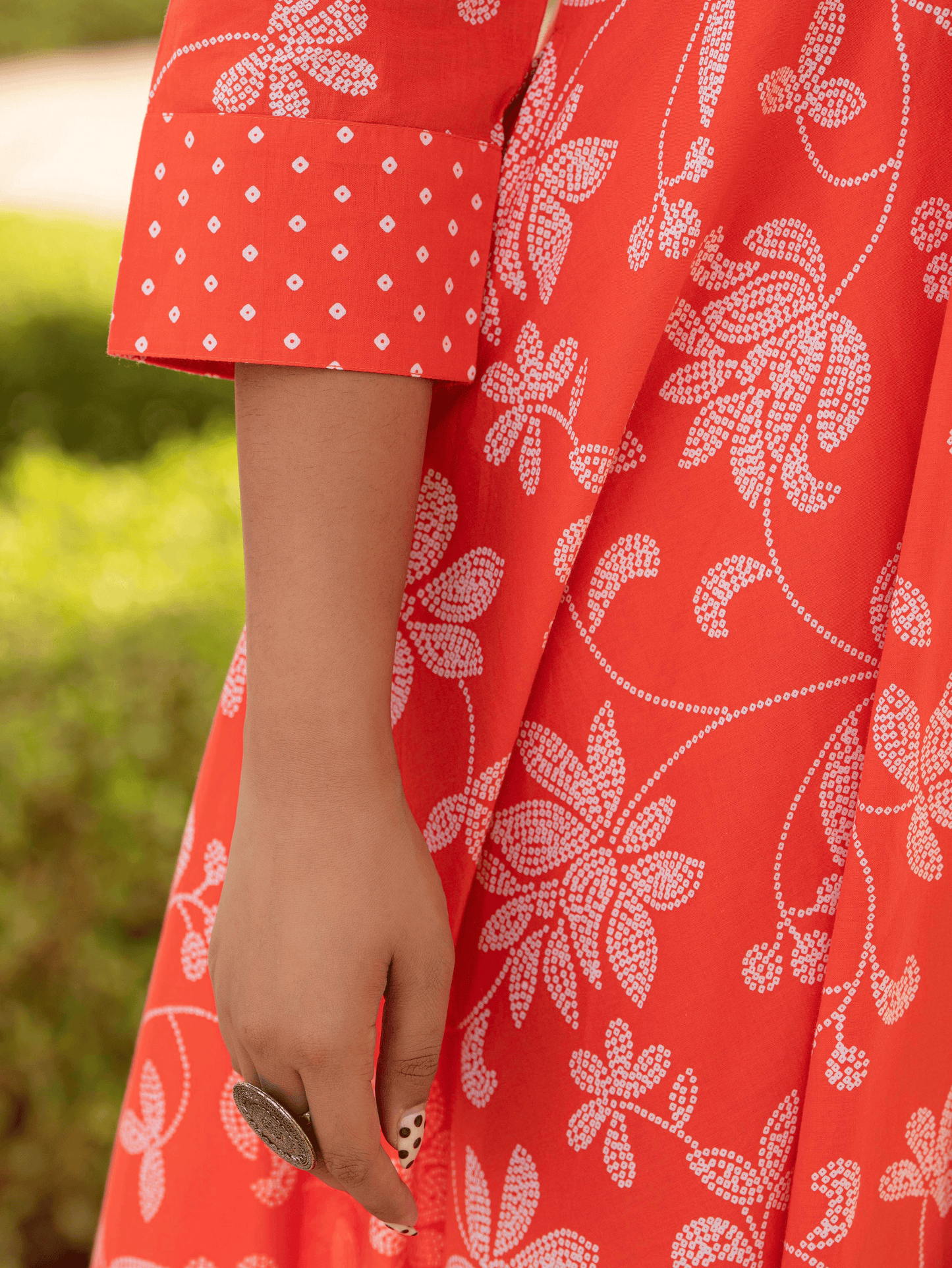 Soft Cotton Bandhani Flared Orange Kurta