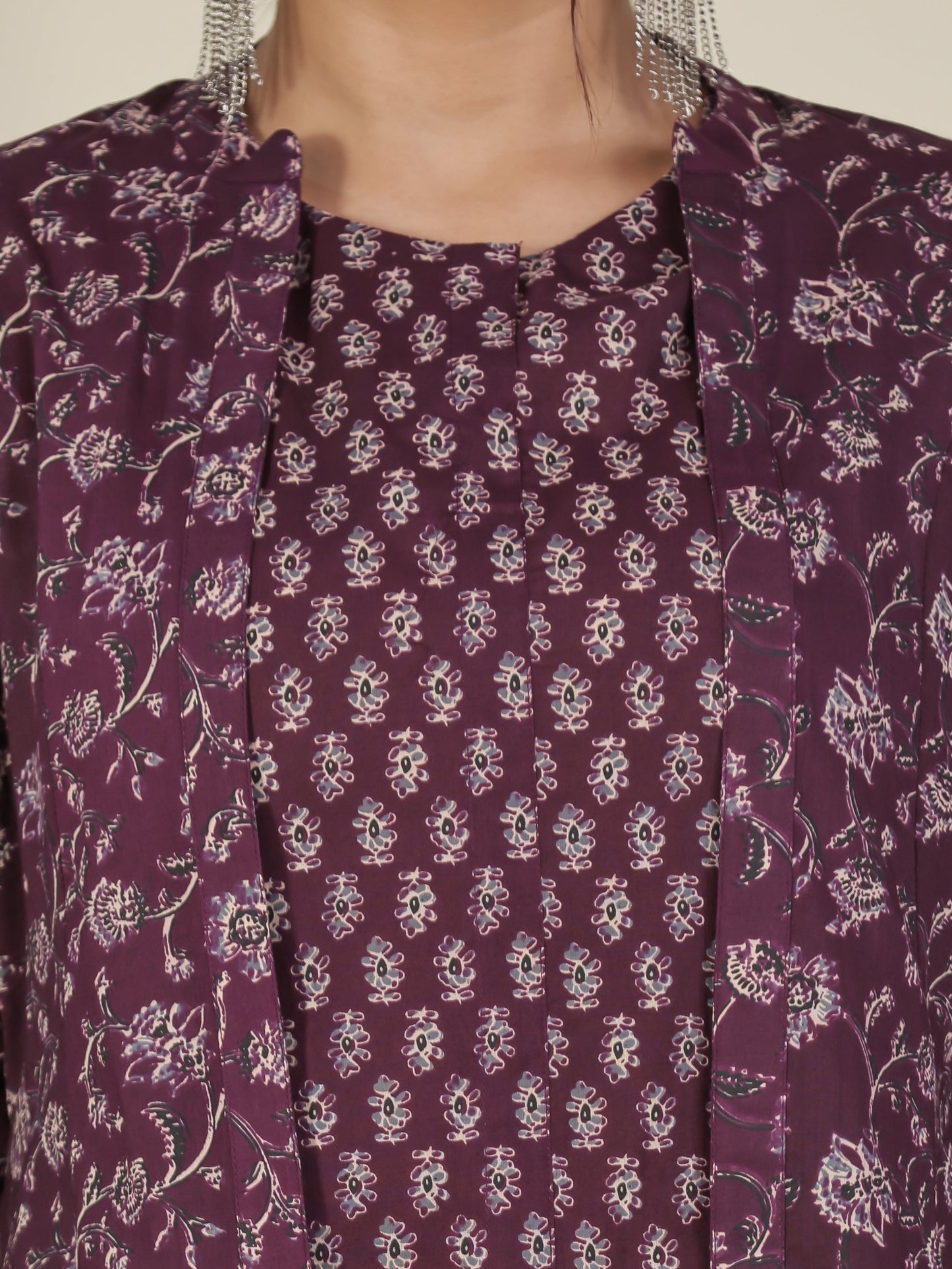 Soft Cotton Butti Flared Wine Kurta