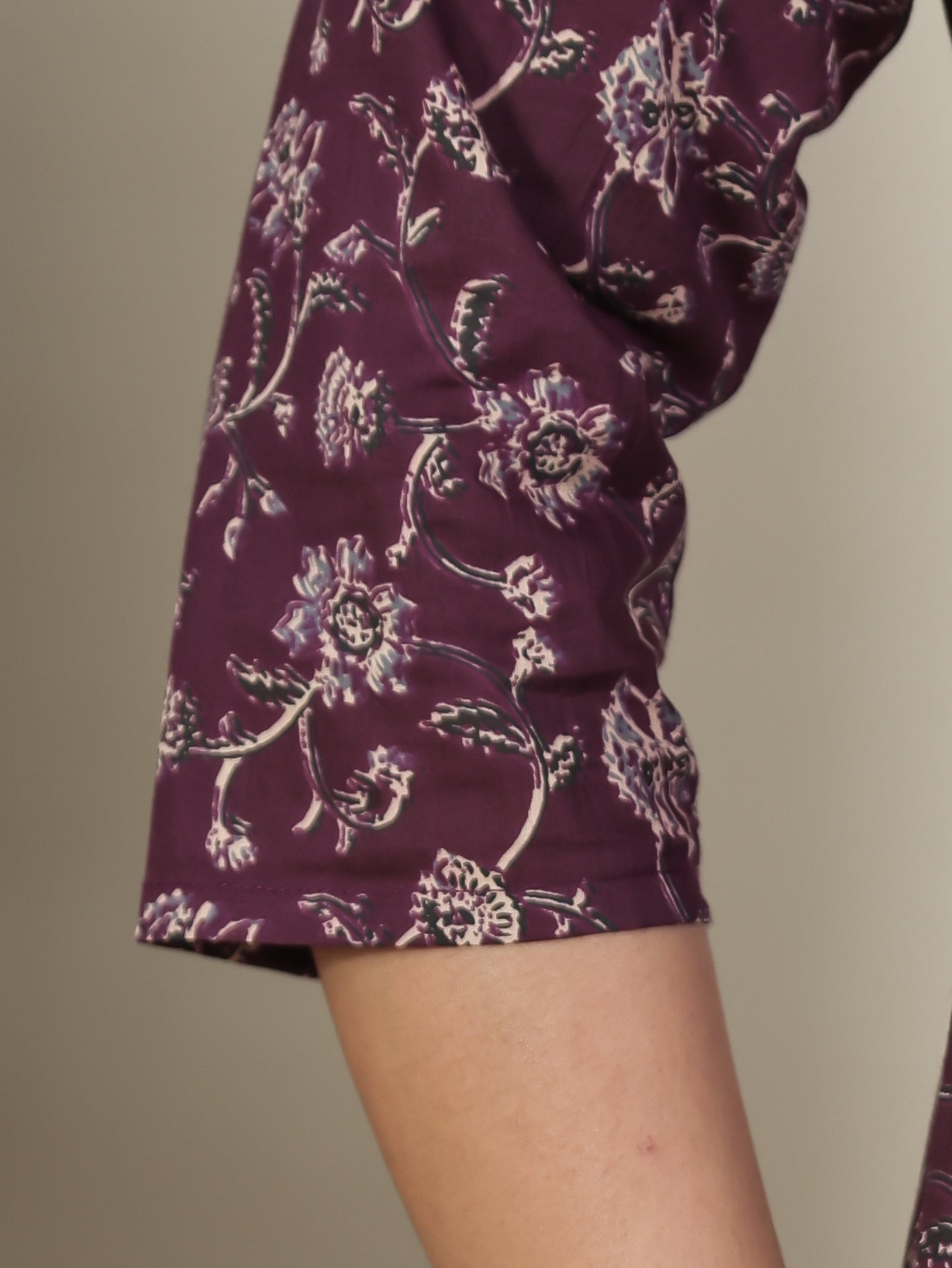 Soft Cotton Butti Flared Wine Kurta