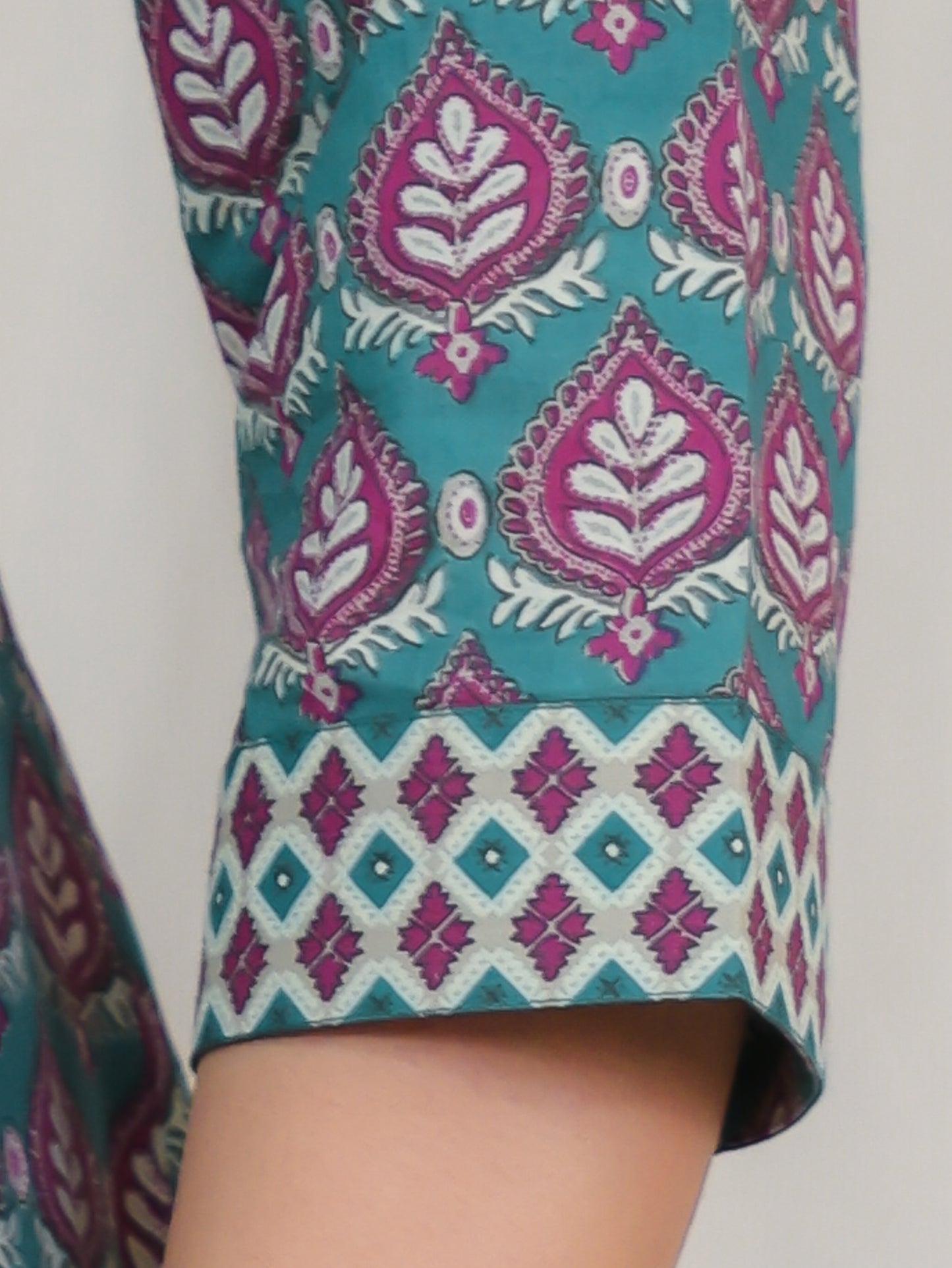 Soft Cotton Butti Angrakha Blue Kurta