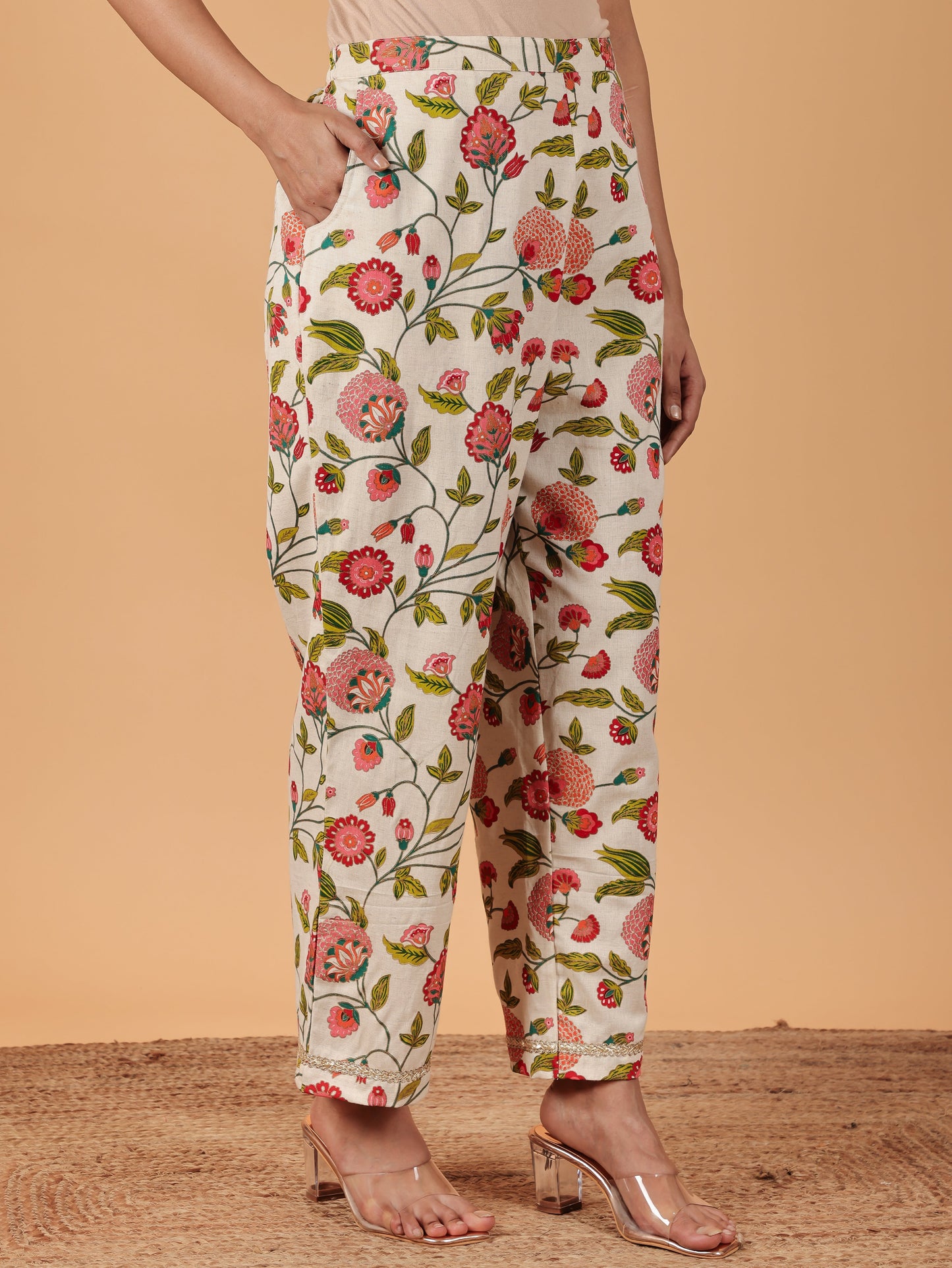 Linen Cotton Floral Pant