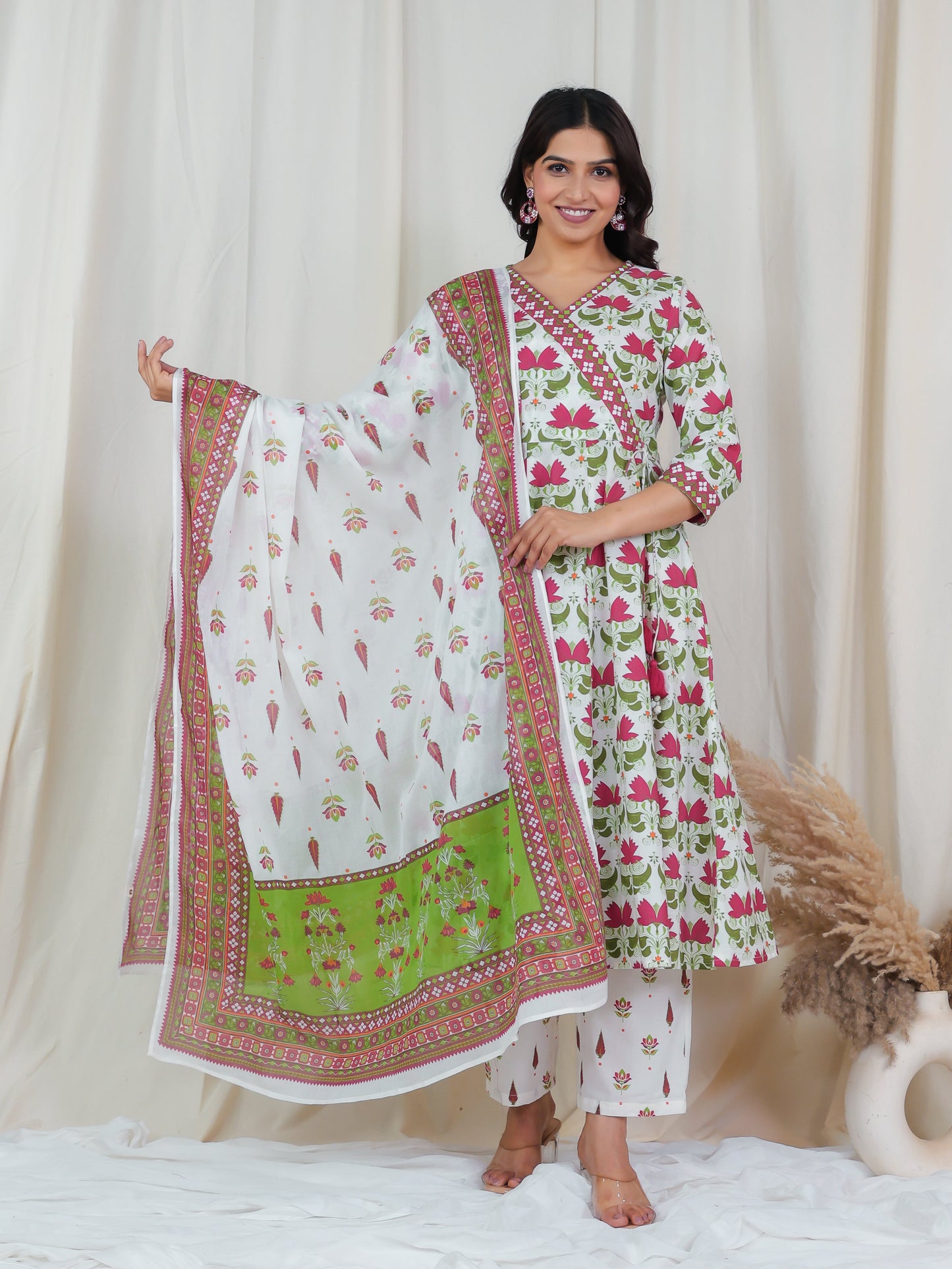 Cotton Voile Floral Off White Dupatta