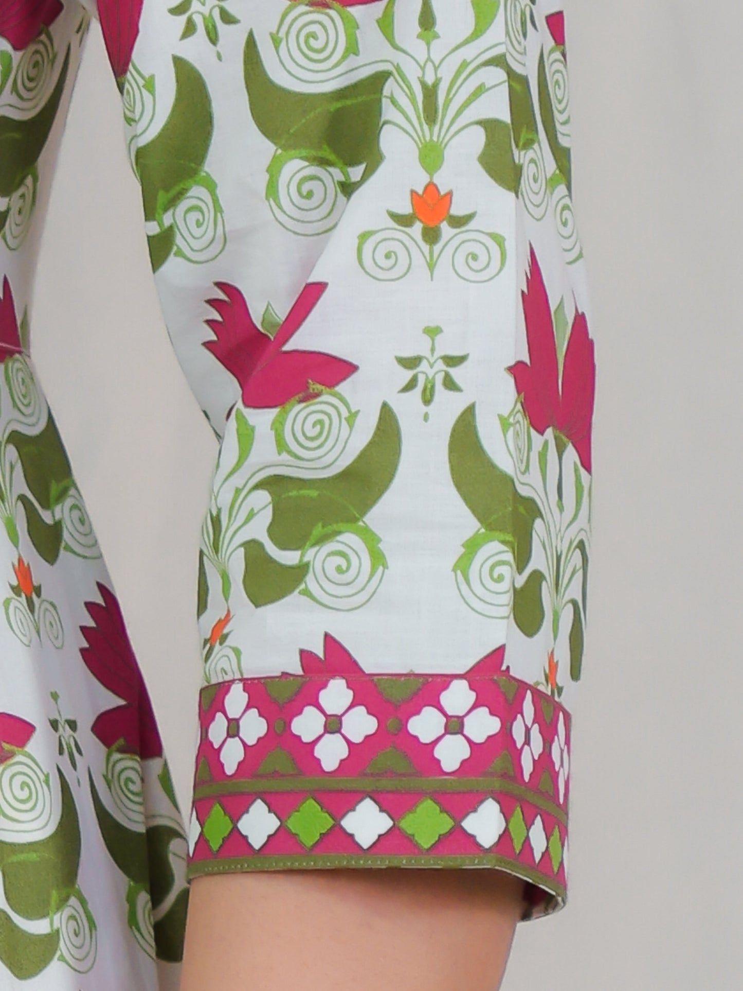 Soft Cotton Floral Angrakha Off White Kurta
