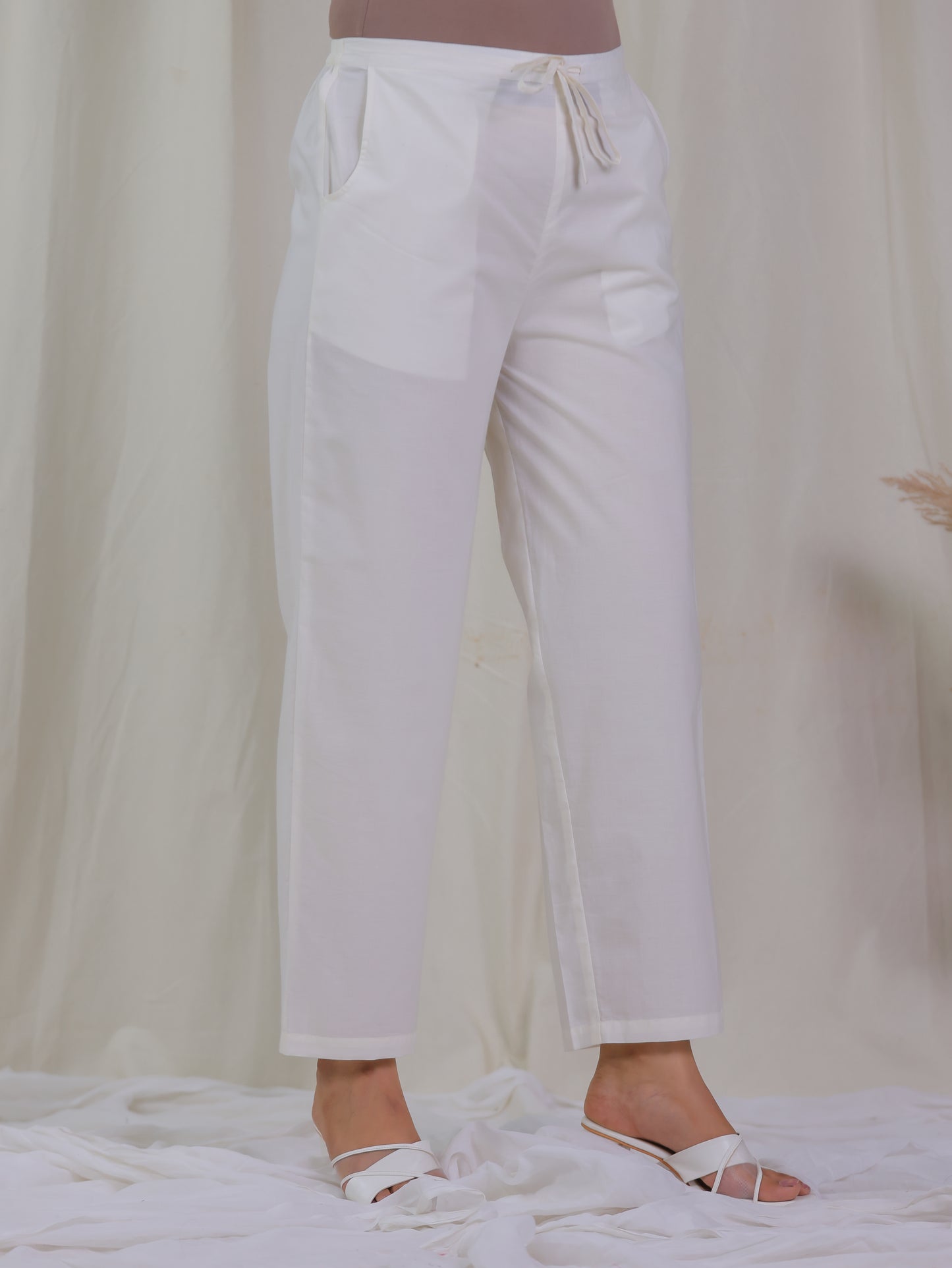 Soft Cotton Floral Kaftan Off White Kurta