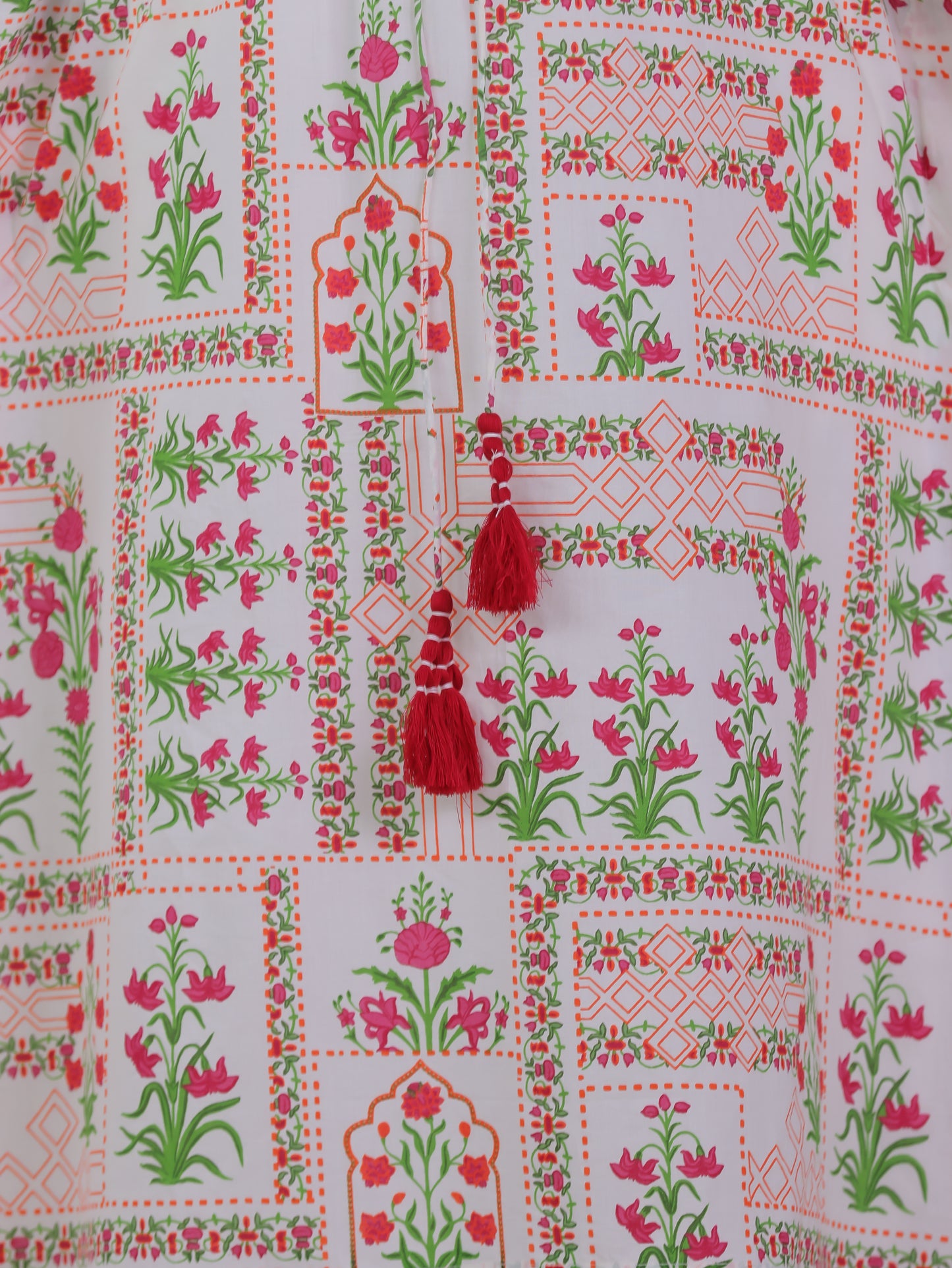 Soft Cotton Floral Kaftan Off White Kurta