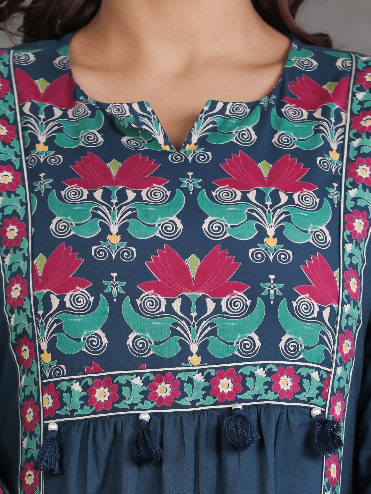 Soft Cotton Solid Flared Blue Kurta